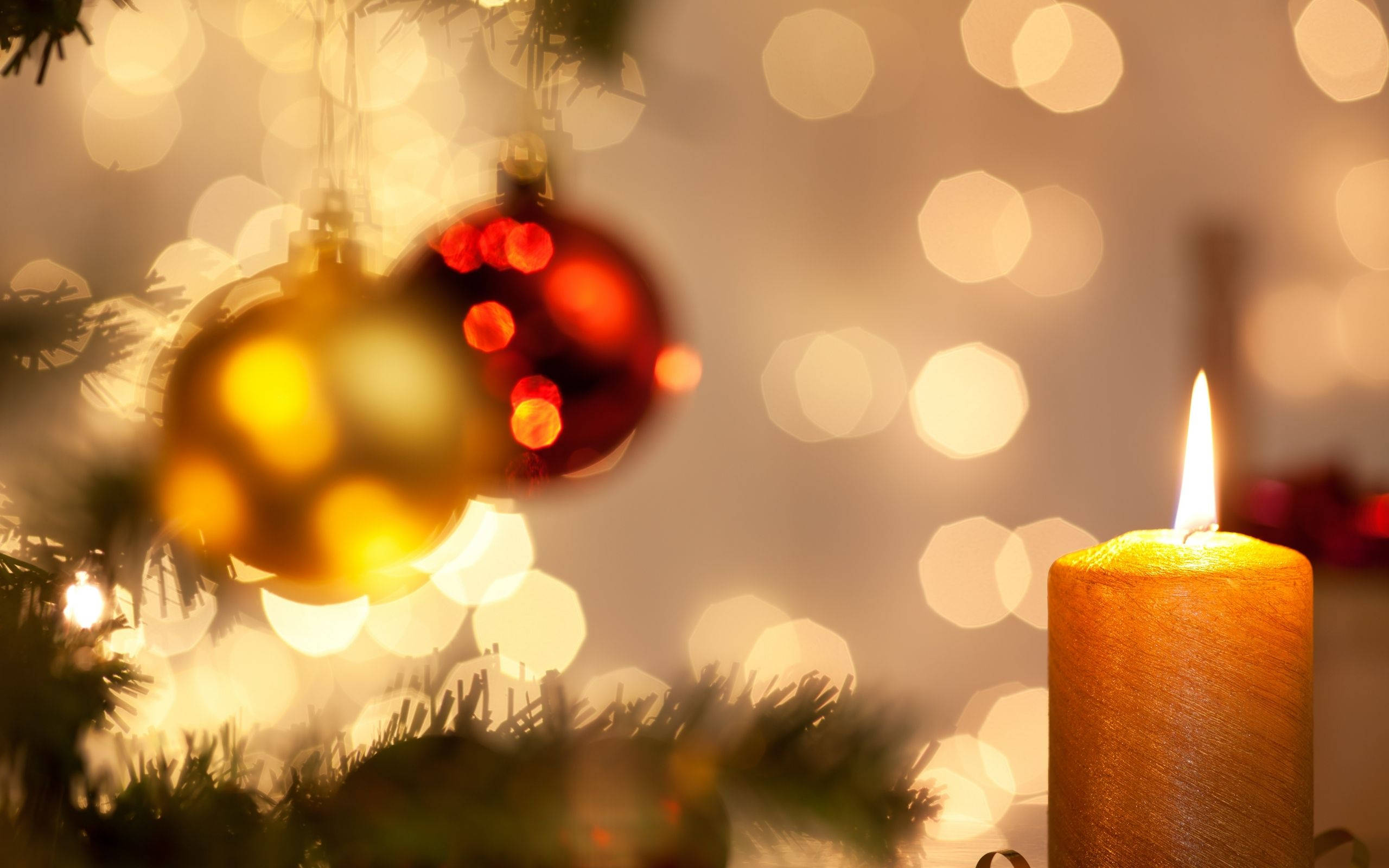 Şık Noel Mumu Masaüstü Duvar Kağıdı