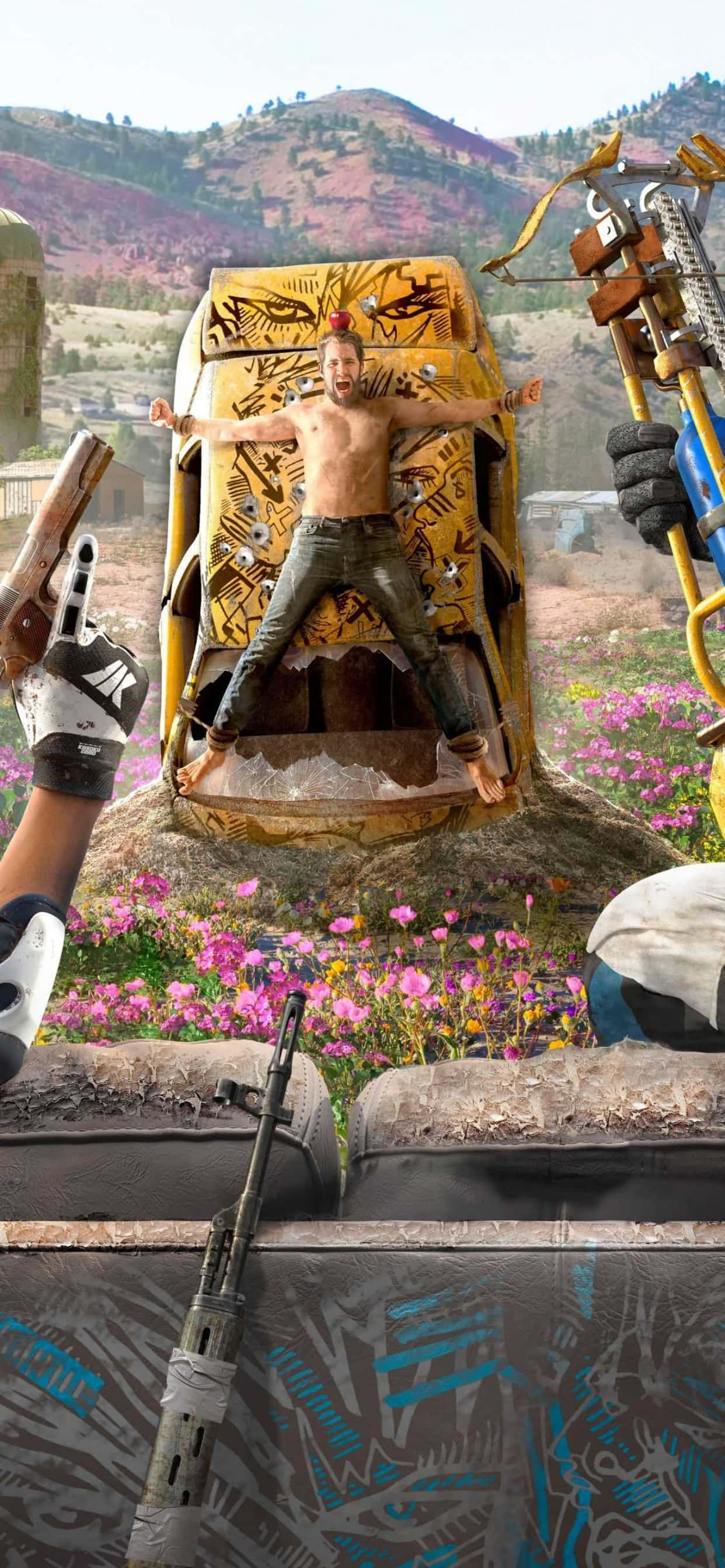 silahı olan bir adam ve silahı olan bir kadın Duvar Kağıdı