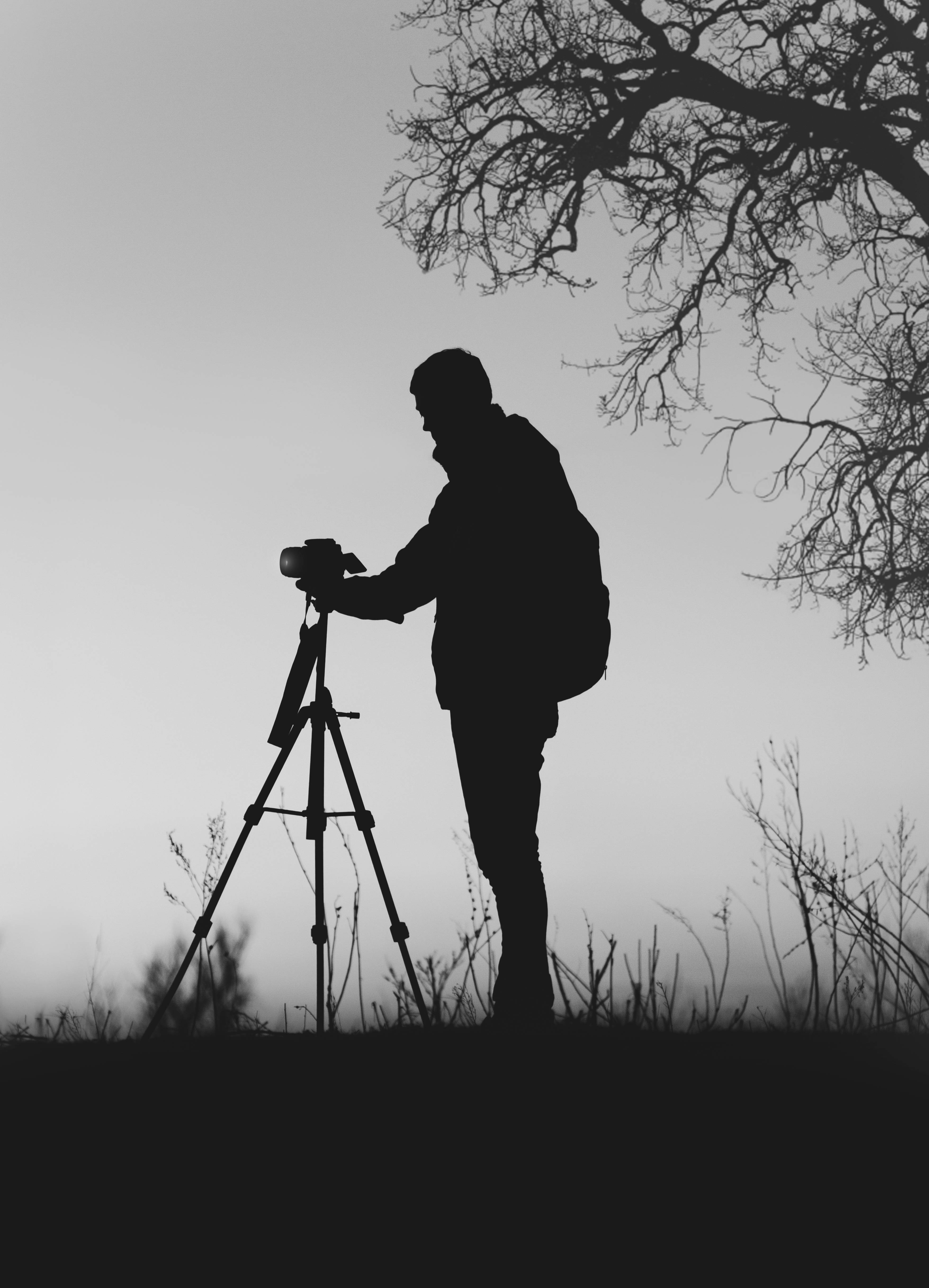 Silüet Gri Tonlamalı Fotoğrafçılık Duvar Kağıdı