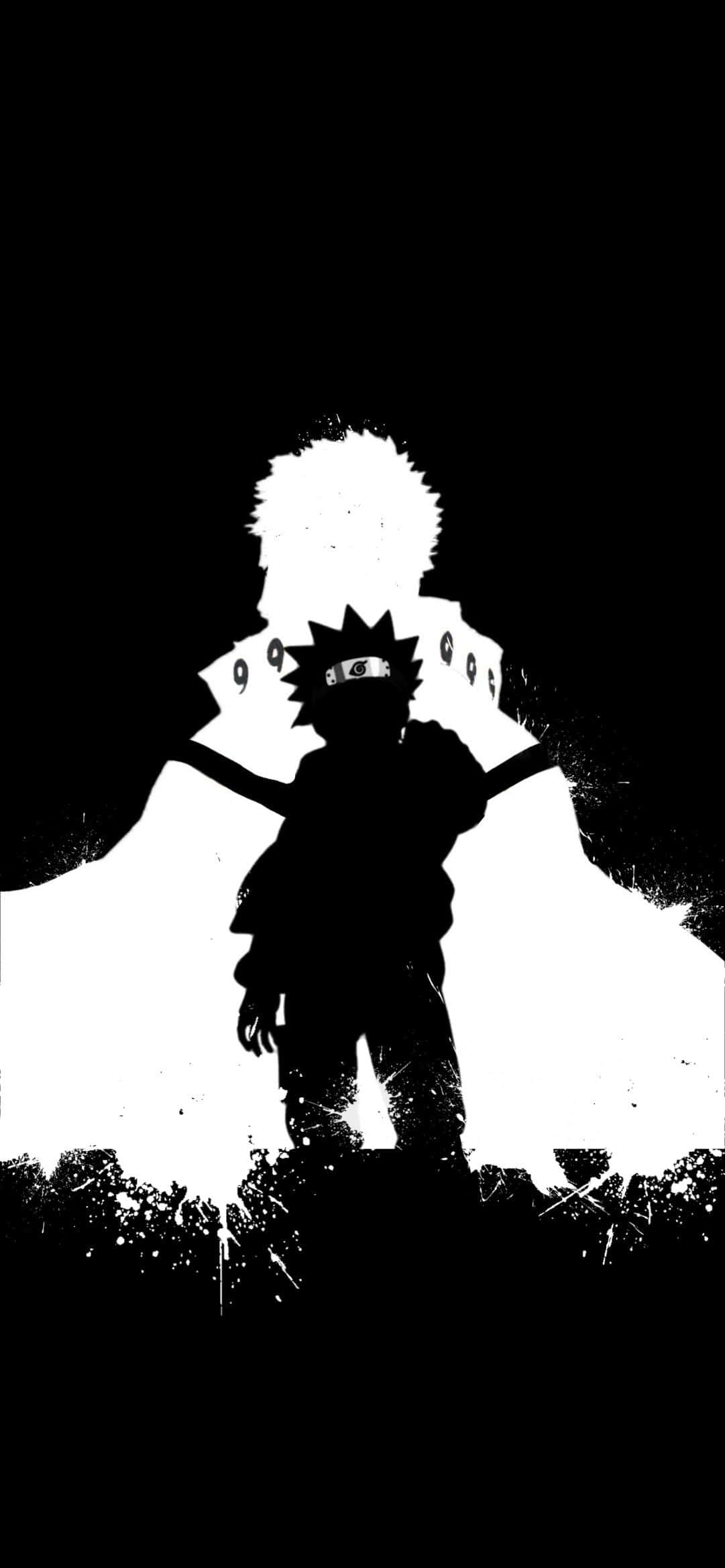 Silüet Halinde Siyah Beyaz Naruto Duvar Kağıdı