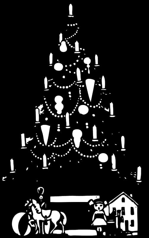 Silüet Noel Ağacı ve Oyuncaklar Duvar Kağıdı