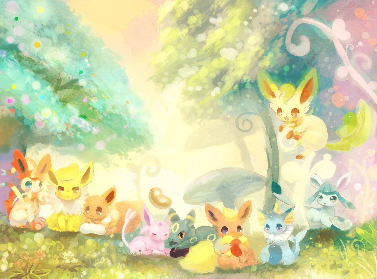 Şirin Jolteon ve Eeveelutionlar Duvar Kağıdı