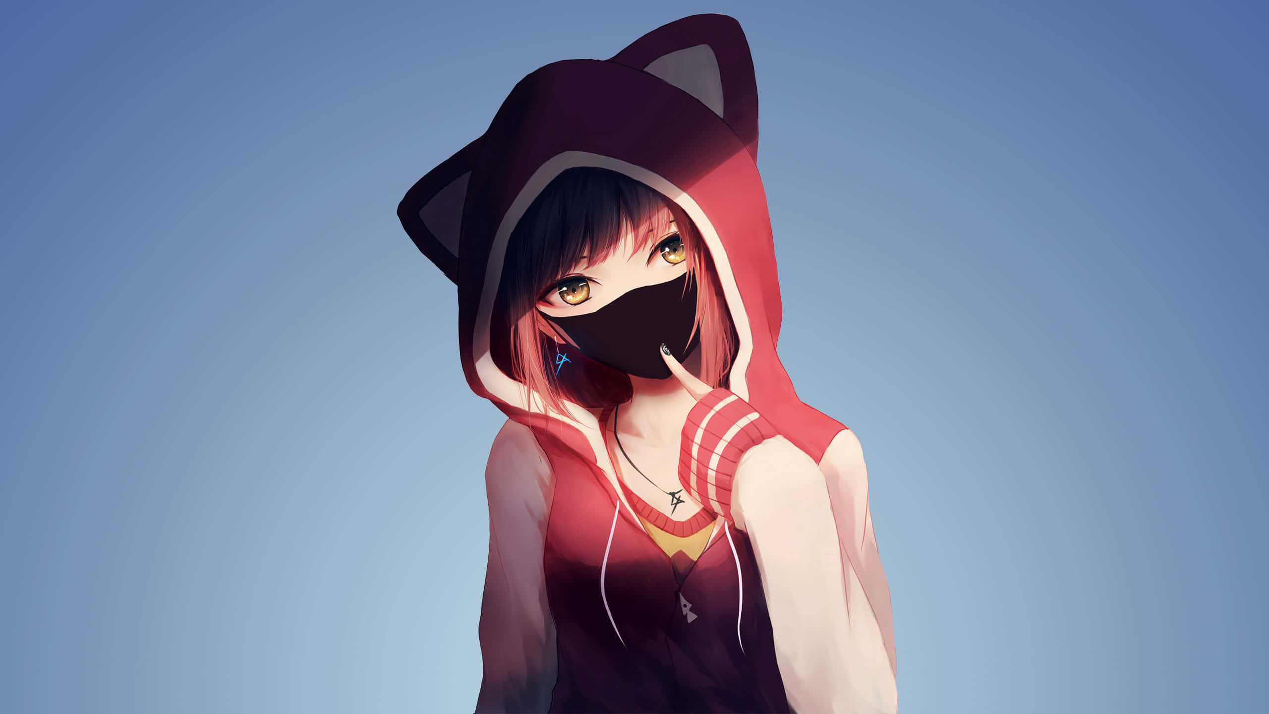 Şirin Kapüşonlu Anime Kızı Duvar Kağıdı