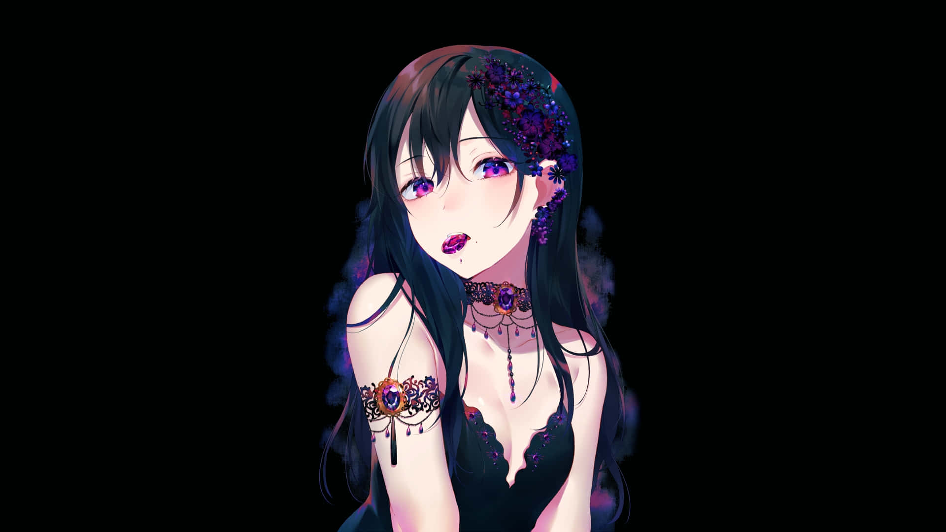Şirin Karanlık Anime Kızı Duvar Kağıdı