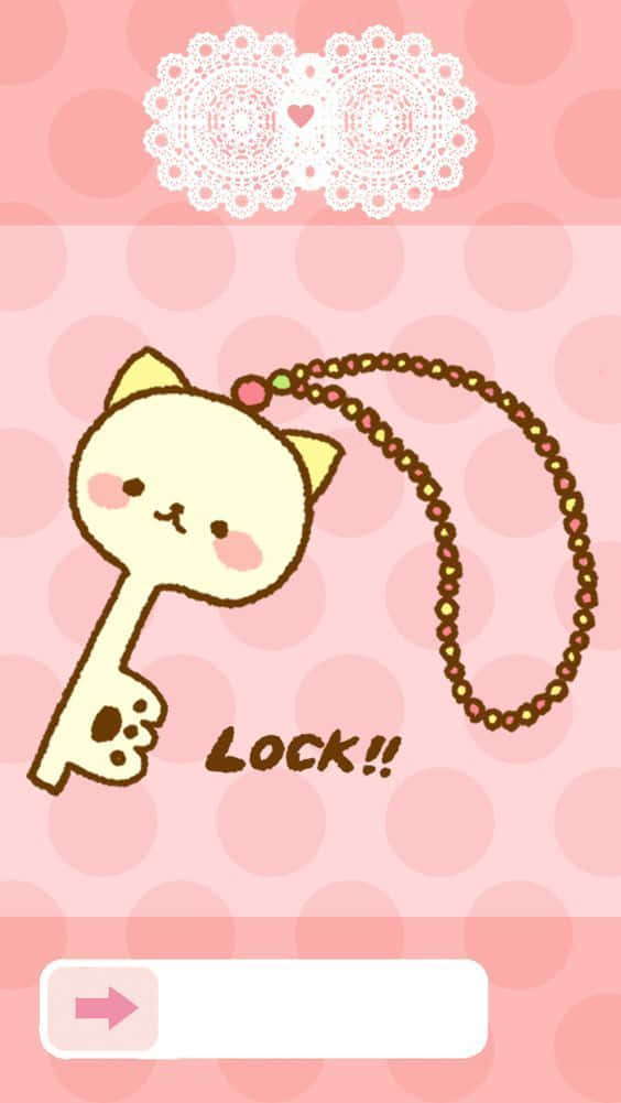 Şirin Kawaii Kedi Anahtarı Duvar Kağıdı