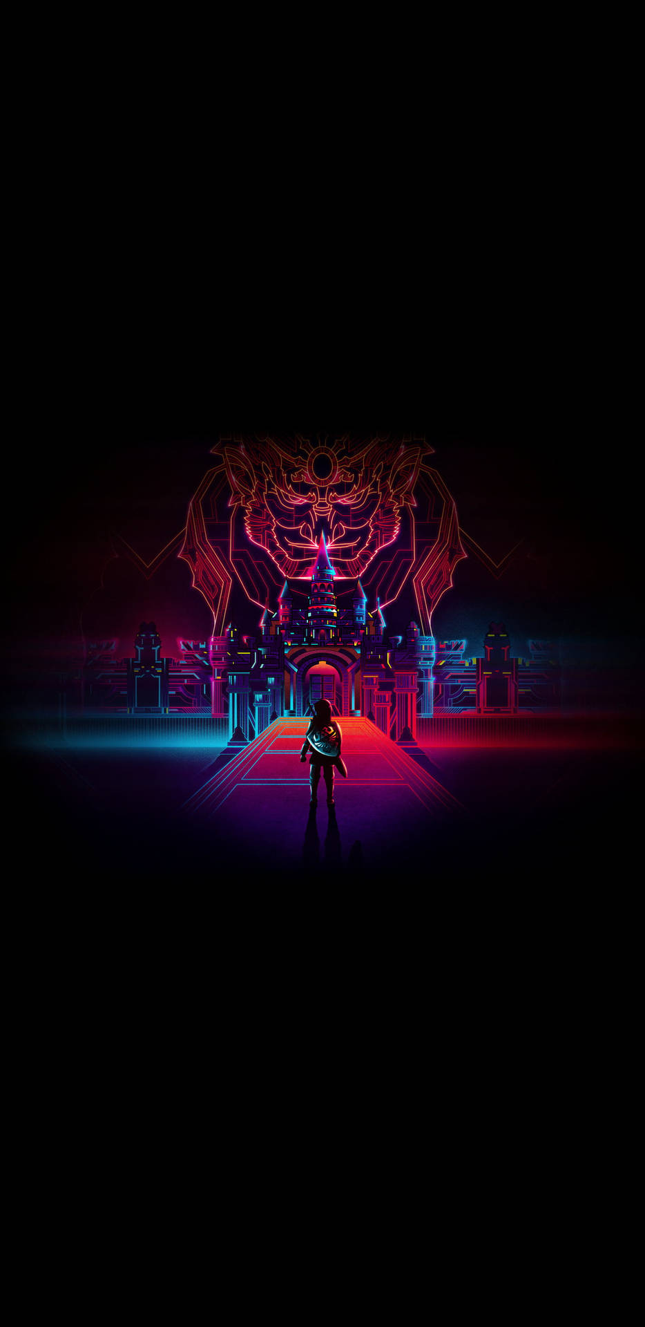 Siyah Amoled Kırmızı Şehir — Zelda efsanesi GIF Duvar Kağıdı