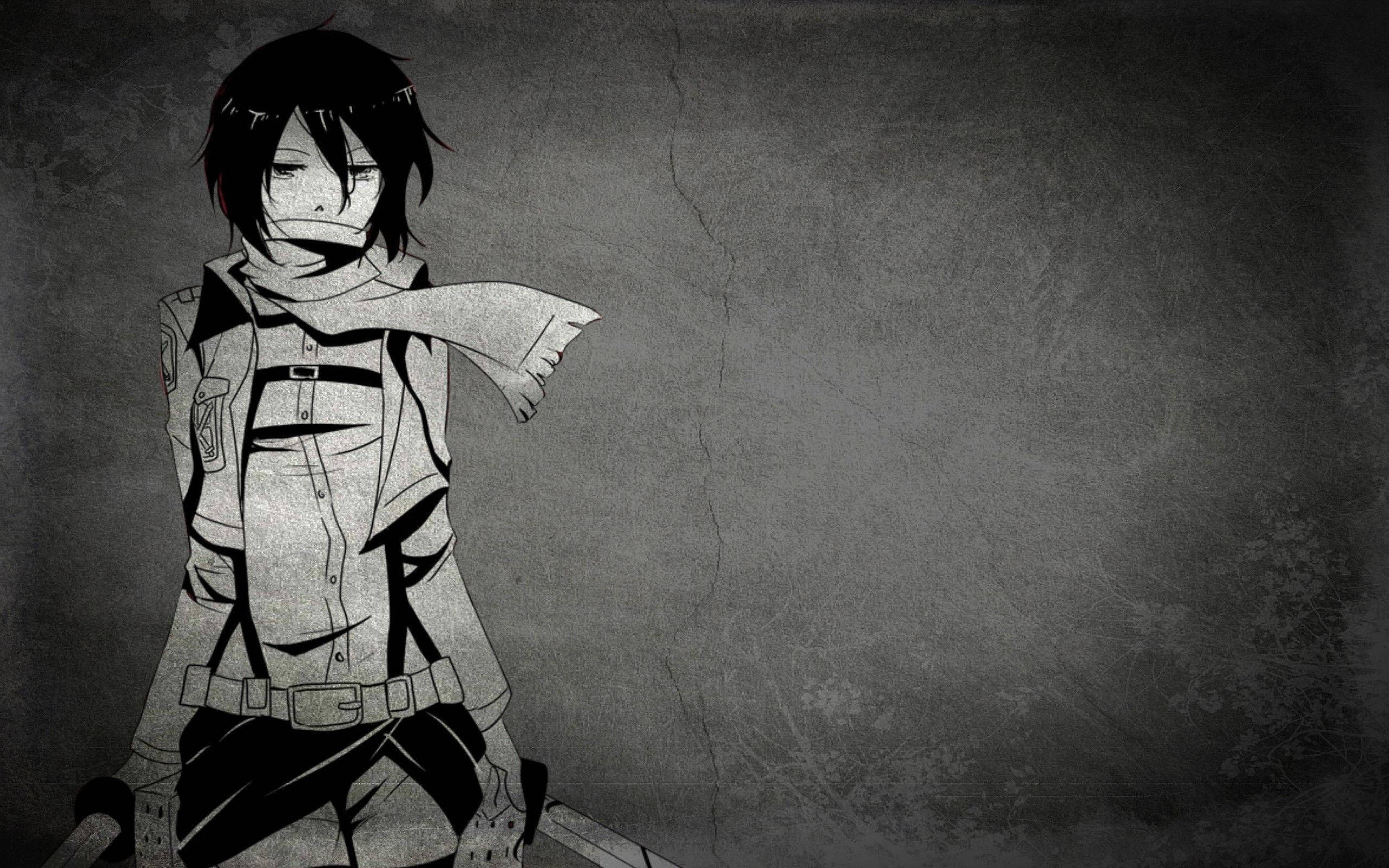 Siyah Anime Mikasa Ackerman Duvar Kağıdı