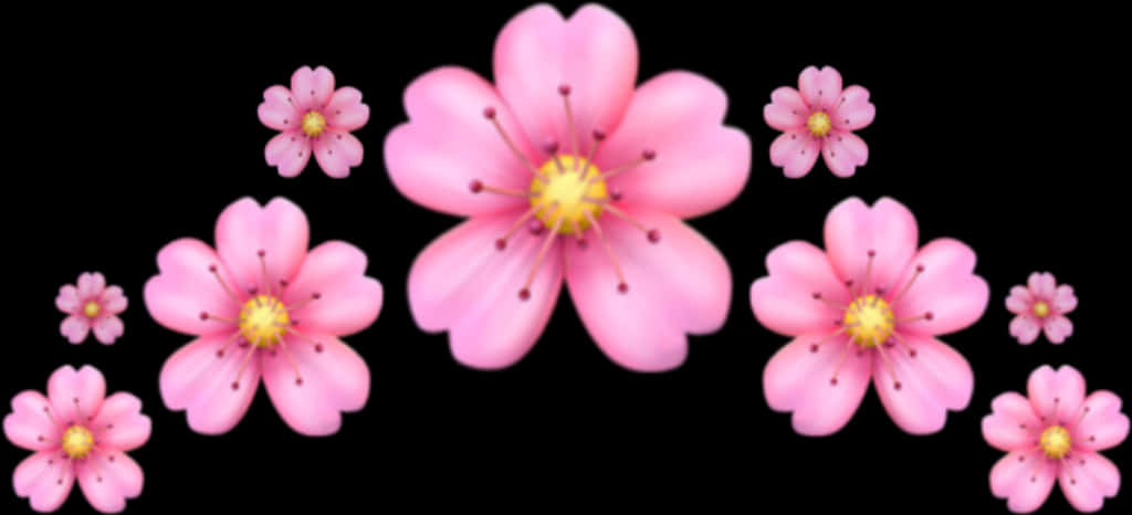 Siyah Arka Plan Üzerinde Pembe Çiçekler Duvar Kağıdı