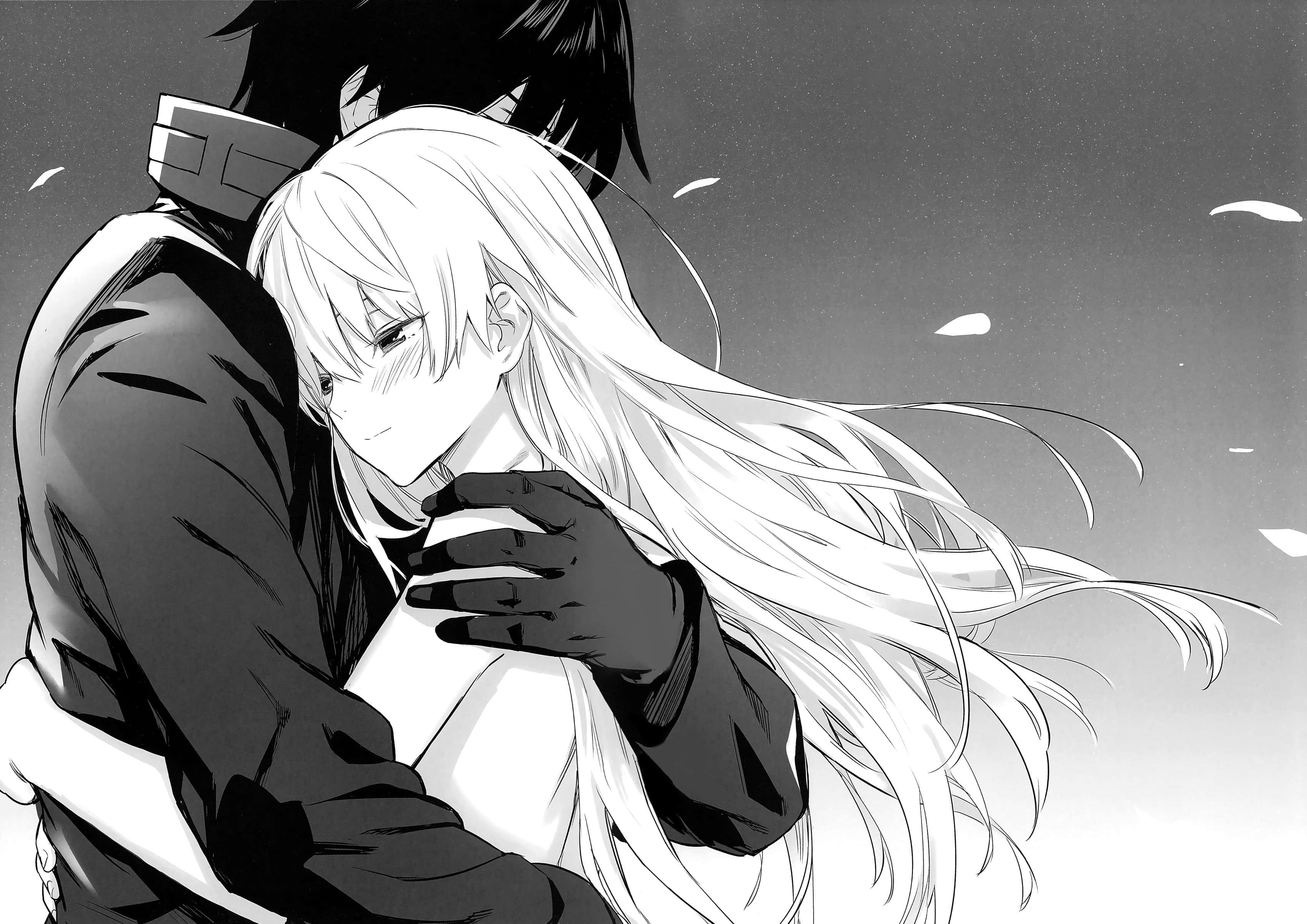 Siyah Beyaz Anime Çift Profil Fotoğrafı Duvar Kağıdı