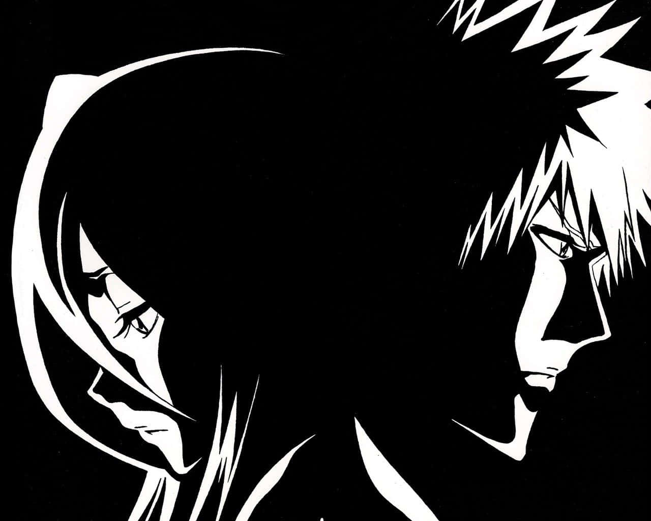 Siyah Beyaz Anime Sahnesi Duvar Kağıdı