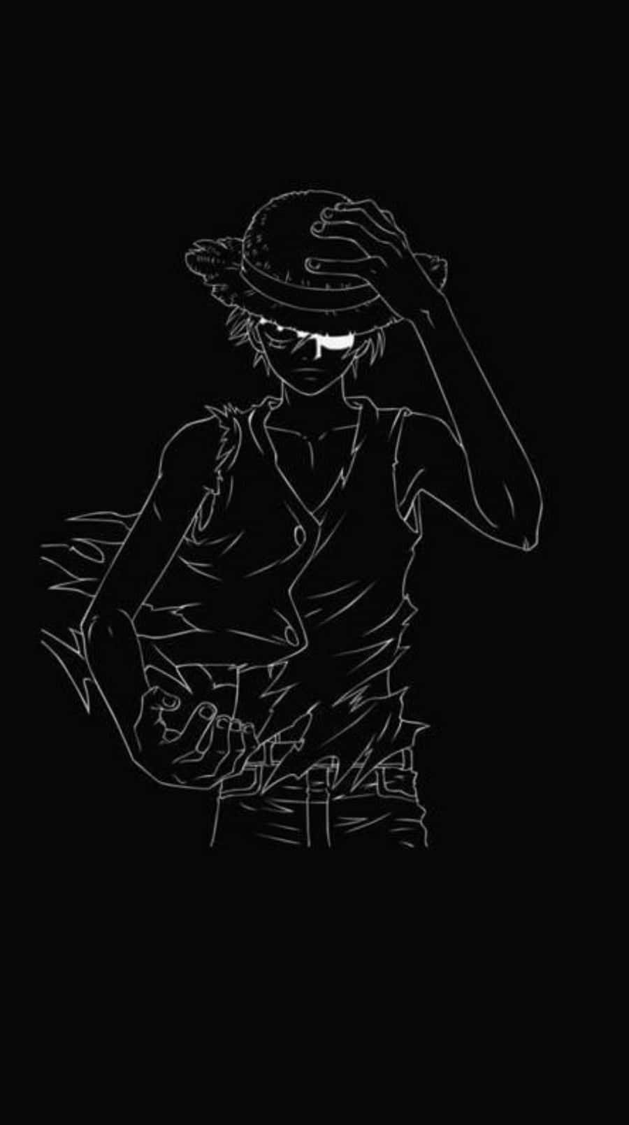 Siyah Beyaz Çizim Luffy Telefon Duvar Kağıdı