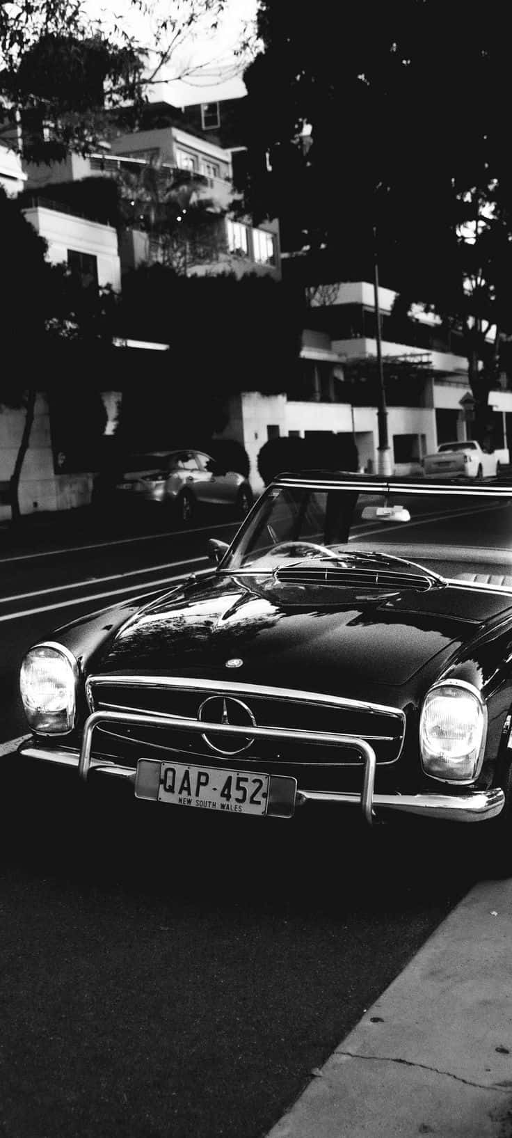 Siyah Beyaz Eski Mercedes Araba Modeli Duvar Kağıdı