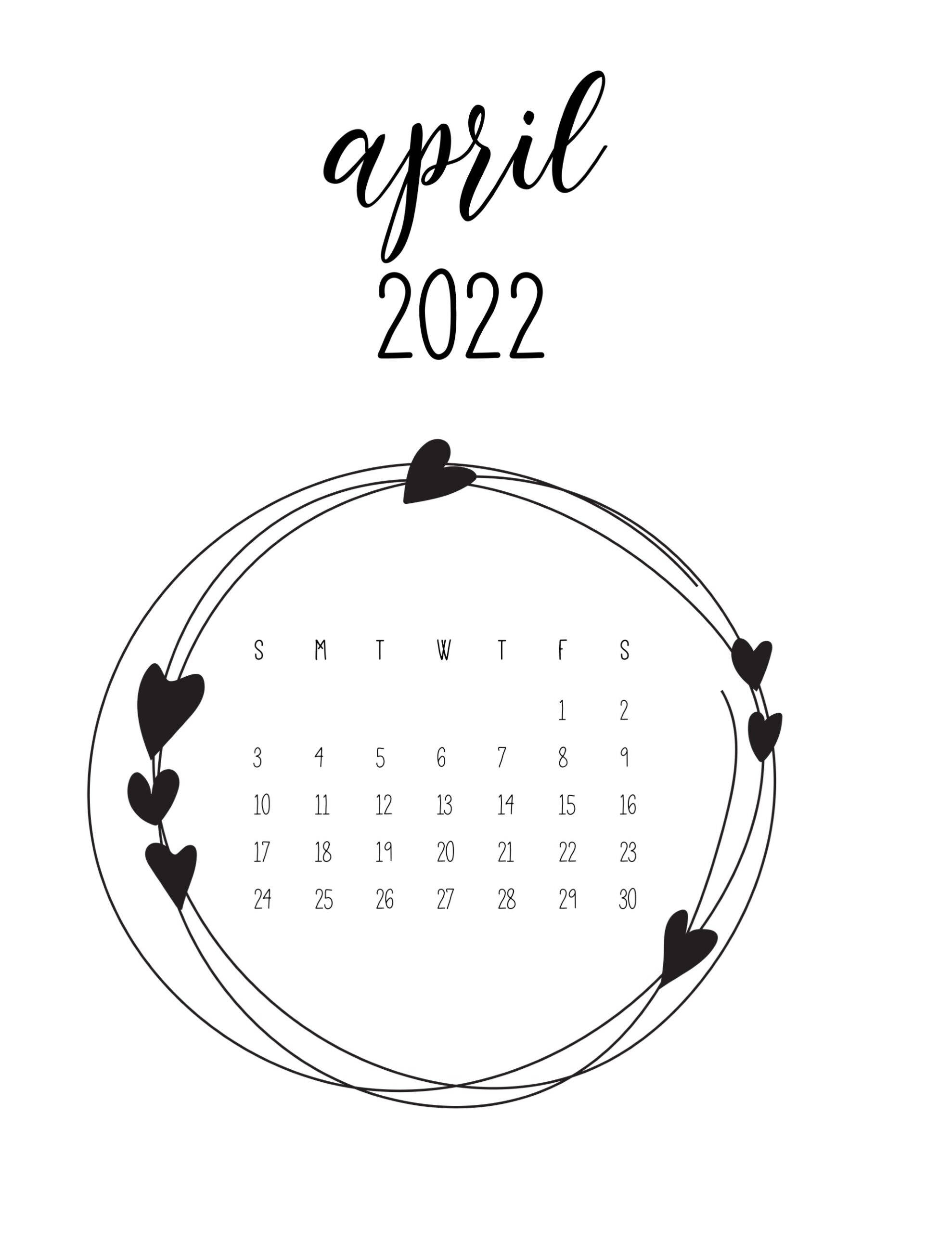 Siyah Beyaz Nisan 2022 Takvimi Duvar Kağıdı