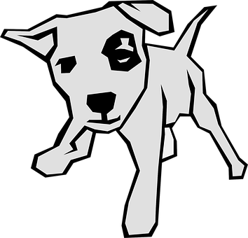 Siyah Beyaz Soyut Köpek İllüstrasyonu Duvar Kağıdı