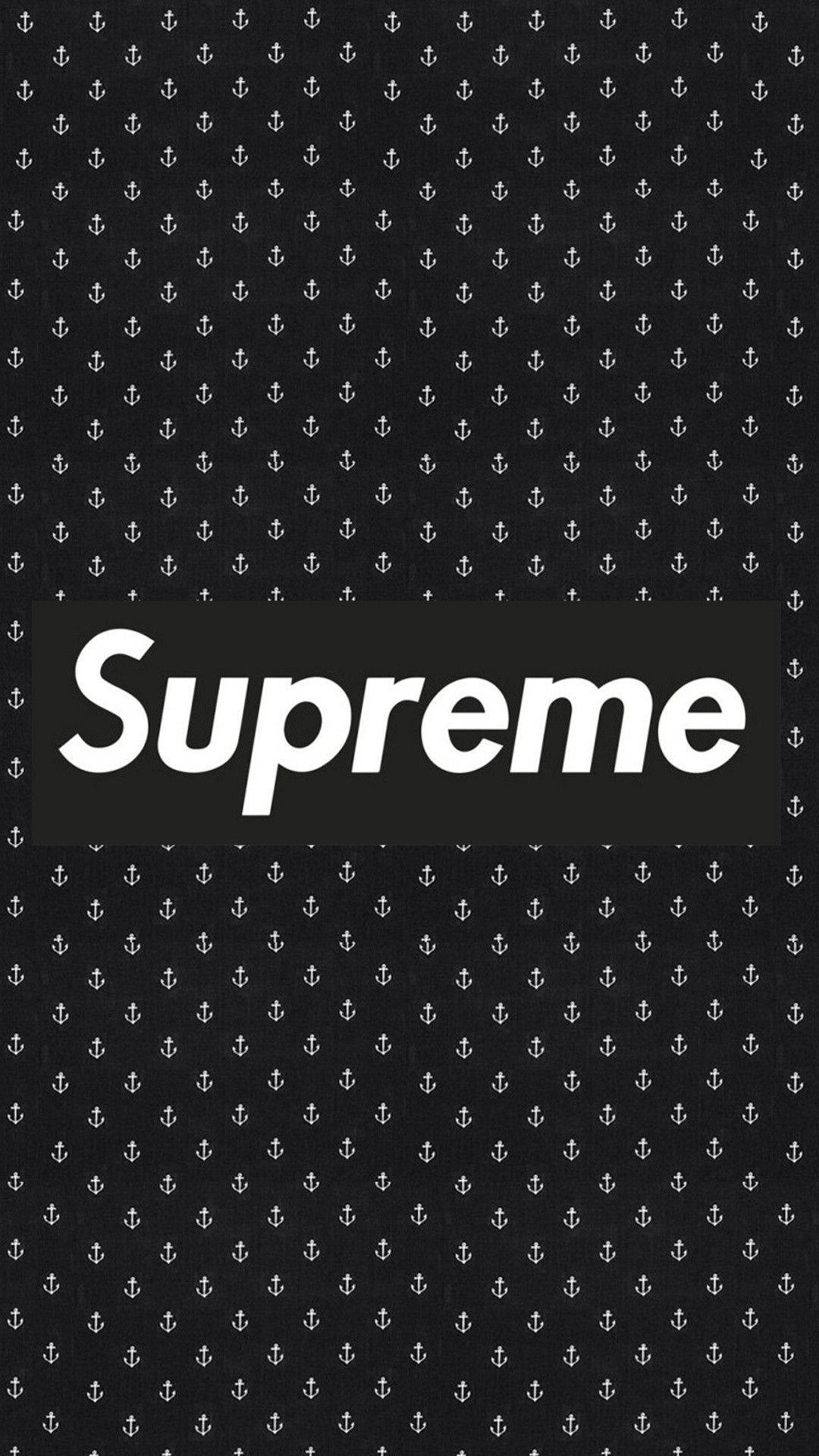 Siyah Beyaz Supreme Markası Duvar Kağıdı