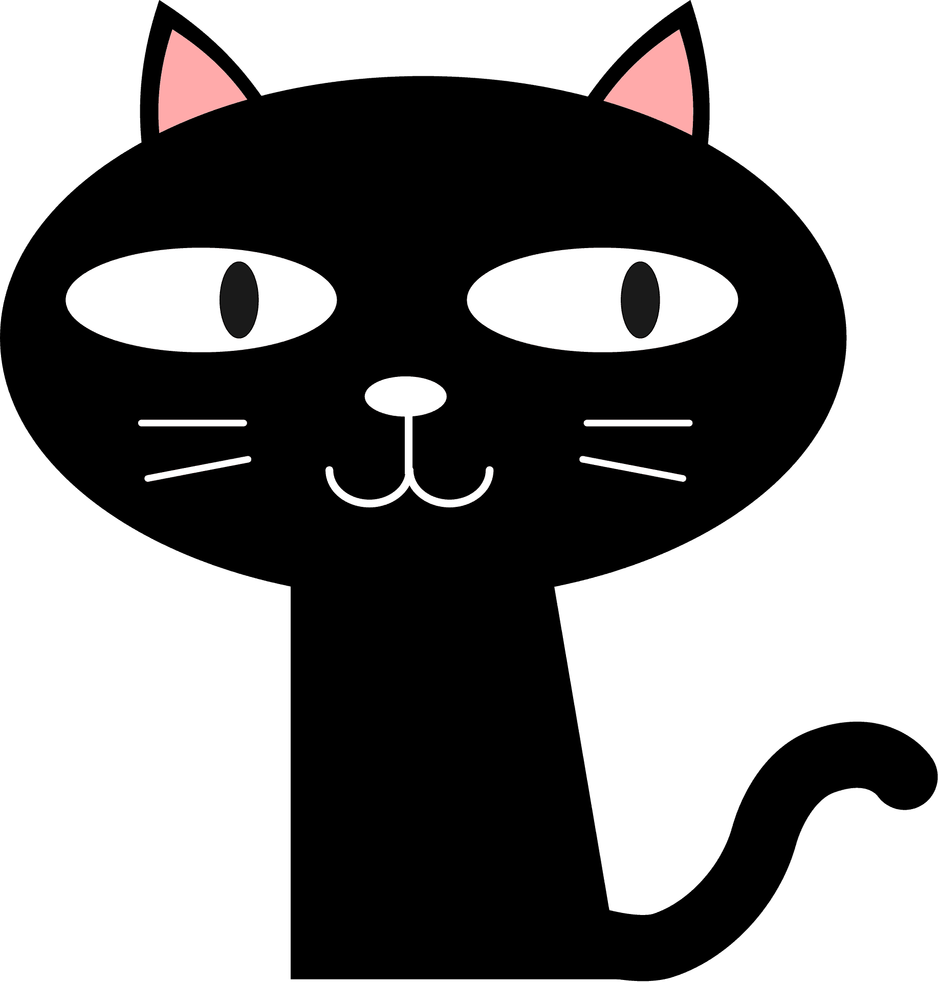 Siyah Çizgi Kedi Gülümsüyor Duvar Kağıdı