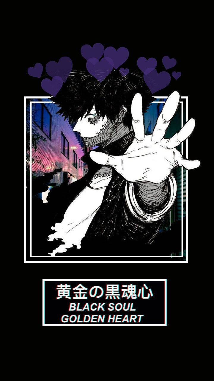 Siyah Estetik Anime Siyah Ruh Altın Kalp Duvar Kağıdı