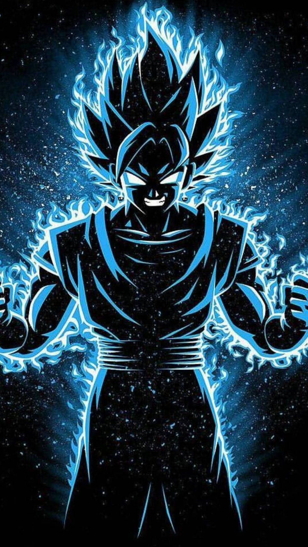 Siyah Goku Telefonun Mavi ve Beyaz Aurası Duvar Kağıdı