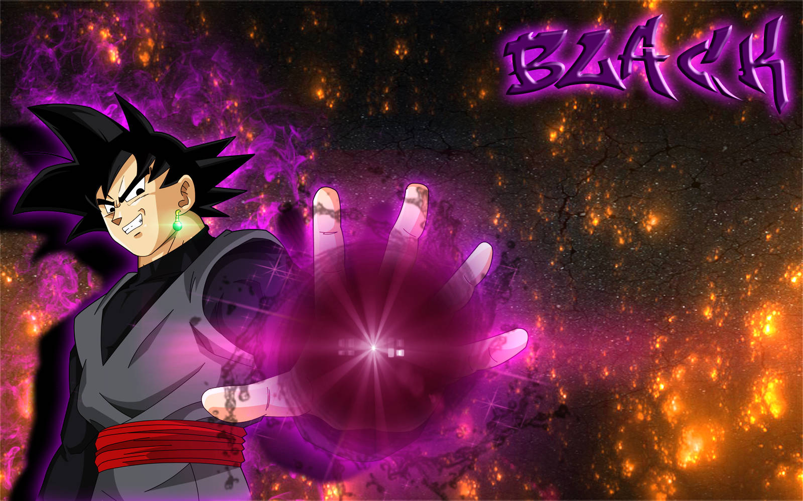 Siyah Goku ve Koyu Pembe Küre Duvar Kağıdı