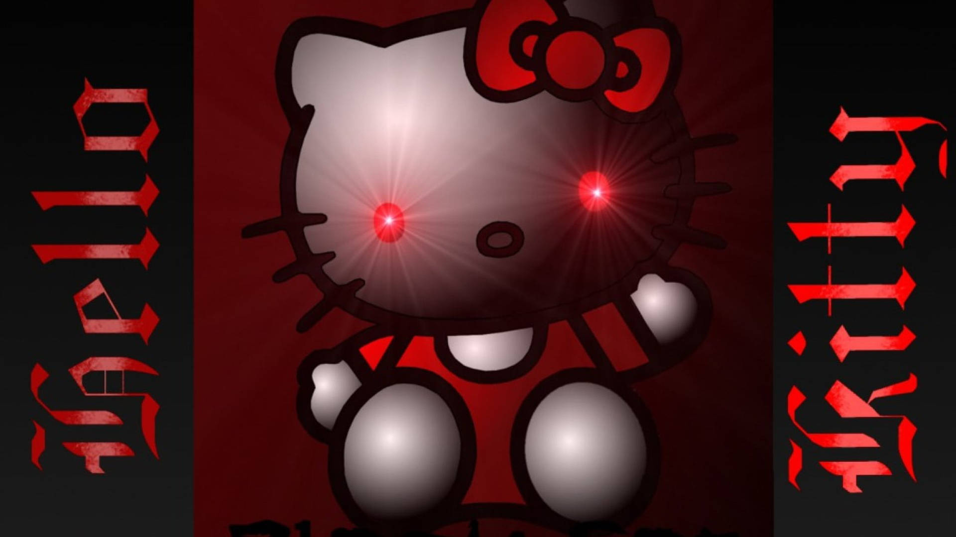 Siyah Gözlü Siyah Hello Kitty Duvar Kağıdı