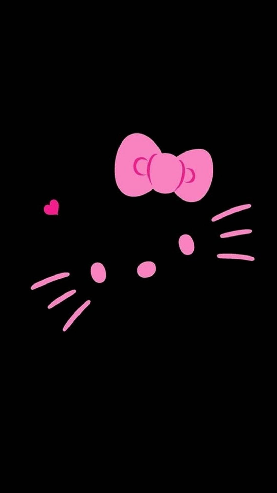 Siyah Hello Kitty Yüz Detayları Duvar Kağıdı