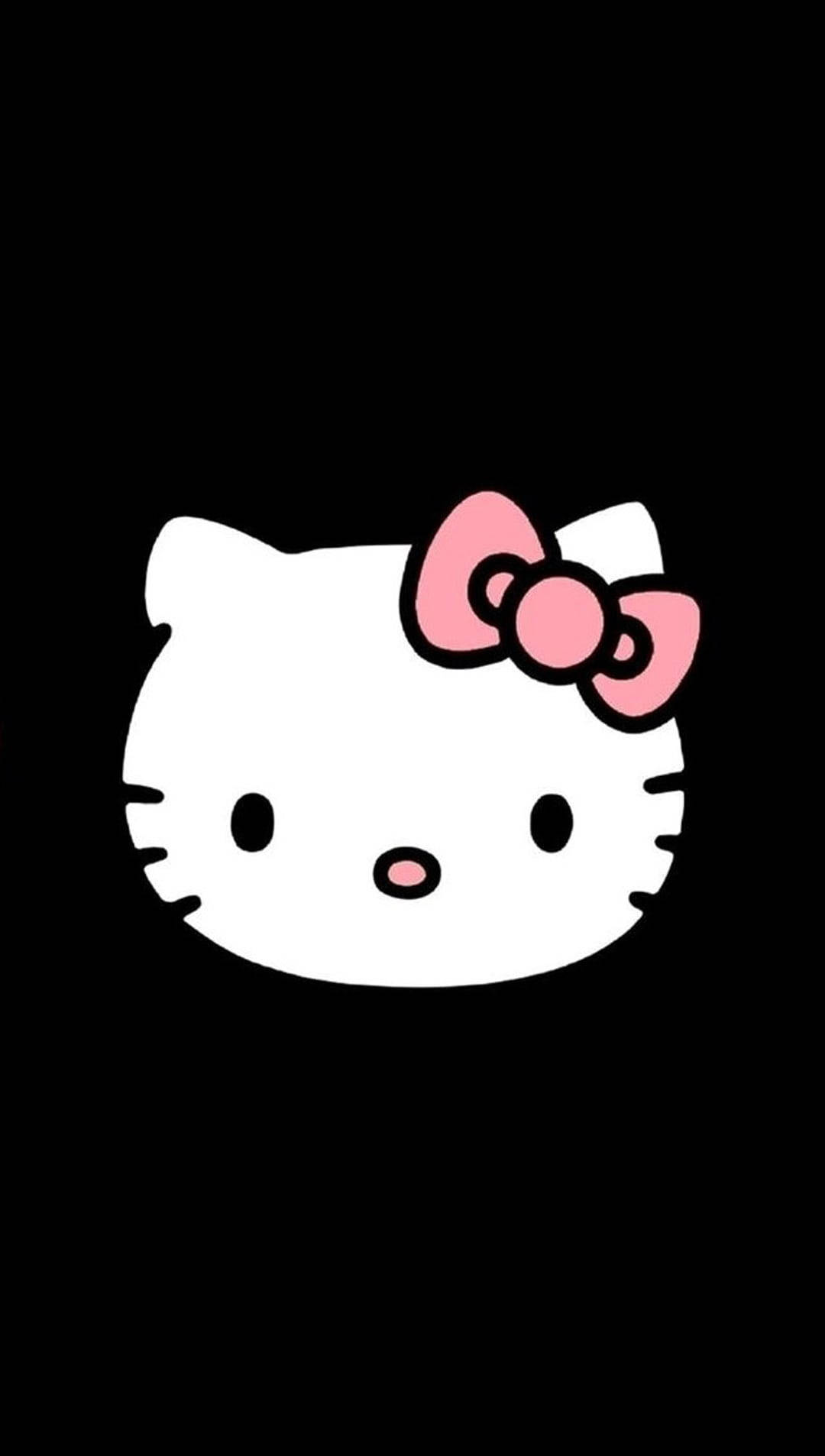 Siyah Hello Kitty Karikatür Çizimi Duvar Kağıdı