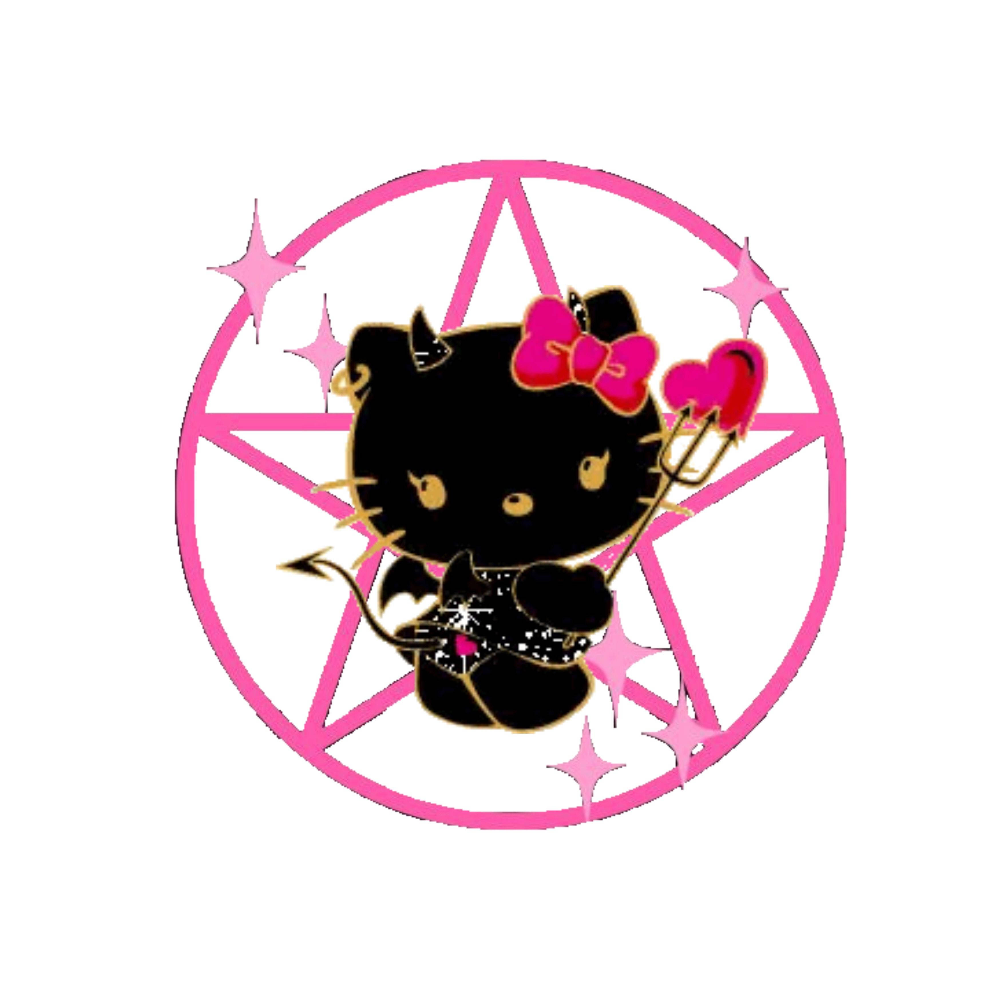 Siyah Hello Kitty Cadılar Bayramı Yıldız Sembolü Duvar Kağıdı