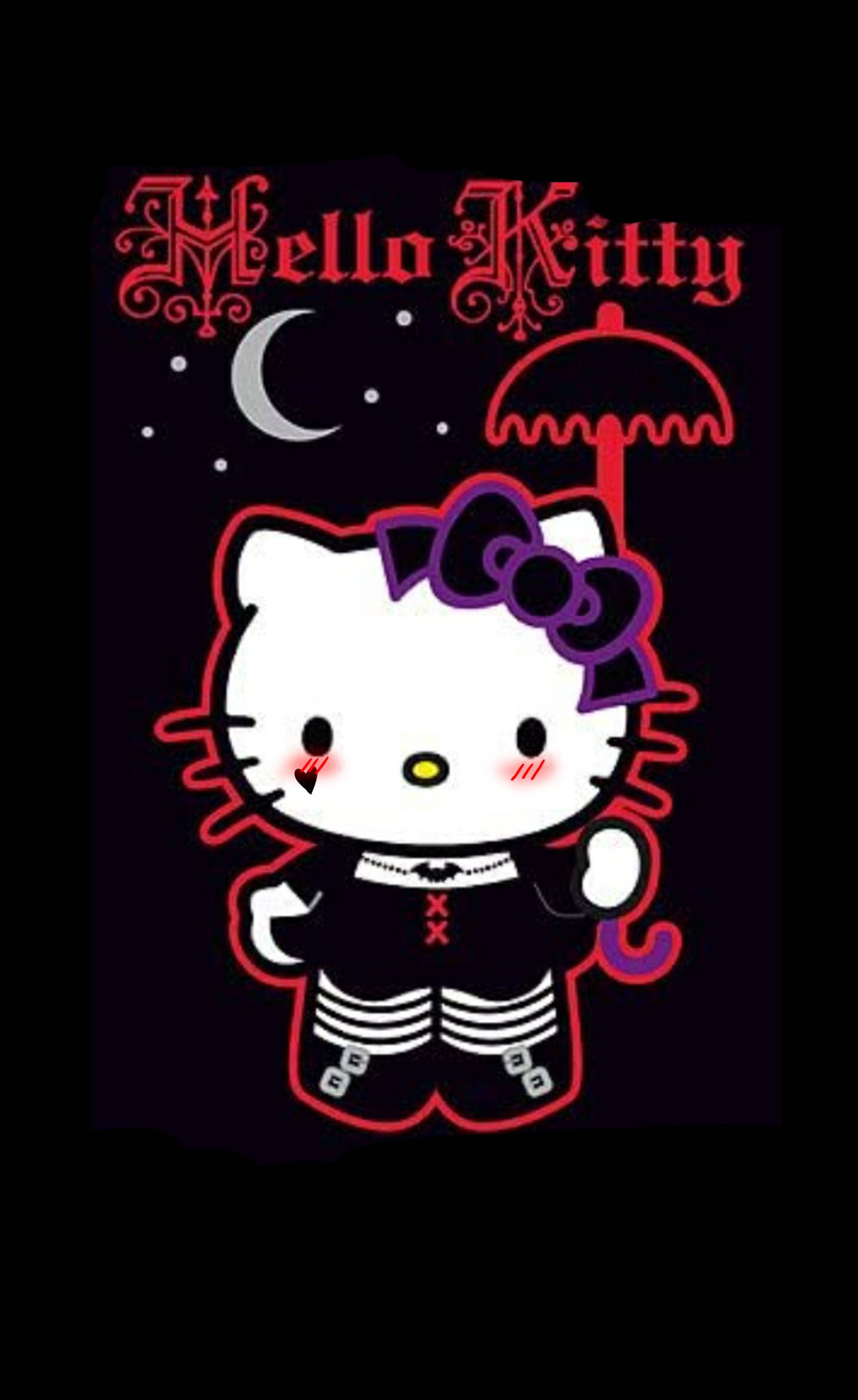 Siyah Hello Kitty Sahne Kostümüyle Duvar Kağıdı
