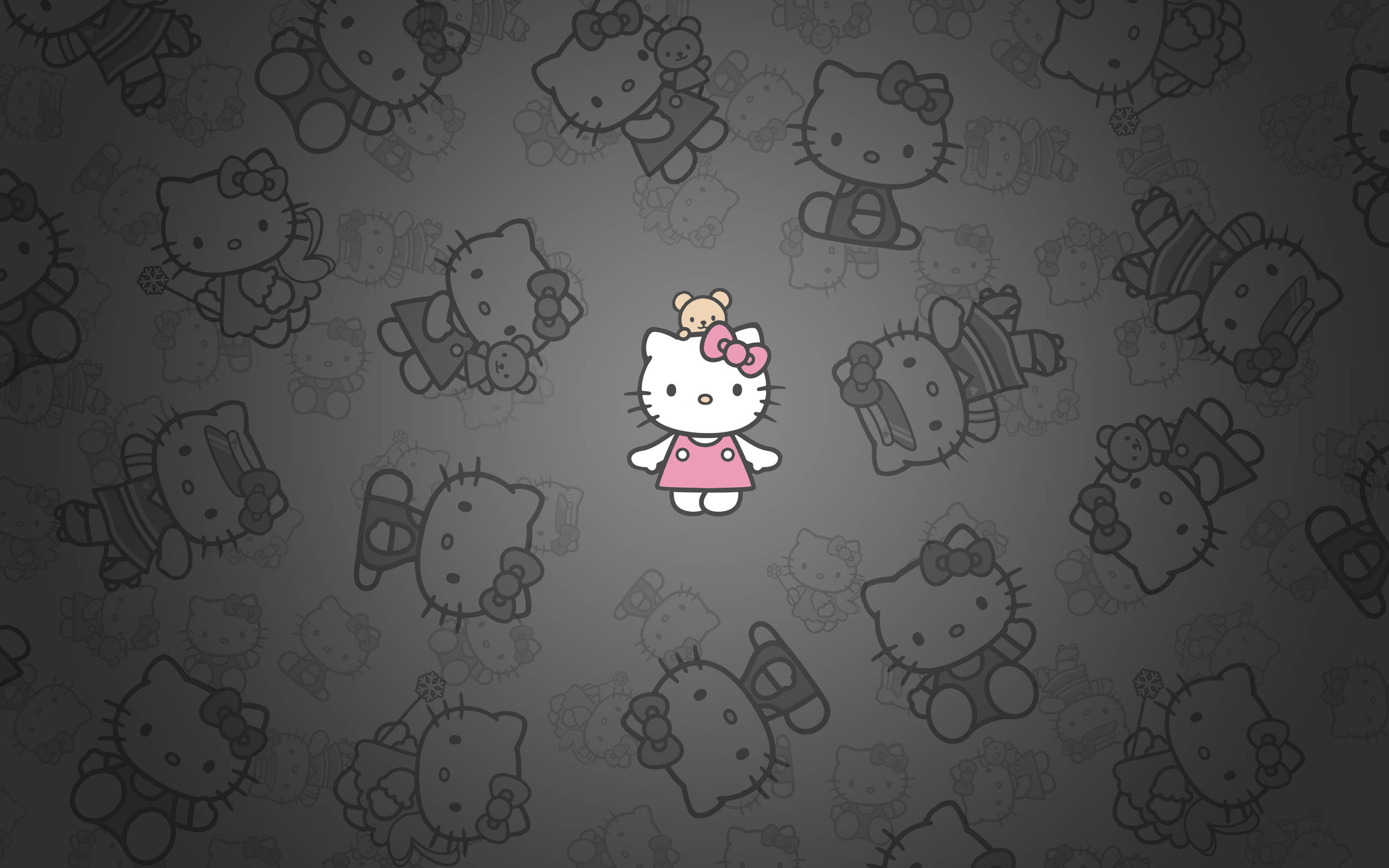 Siyah Hello Kitty ve Minik Chum Duvar Kağıdı