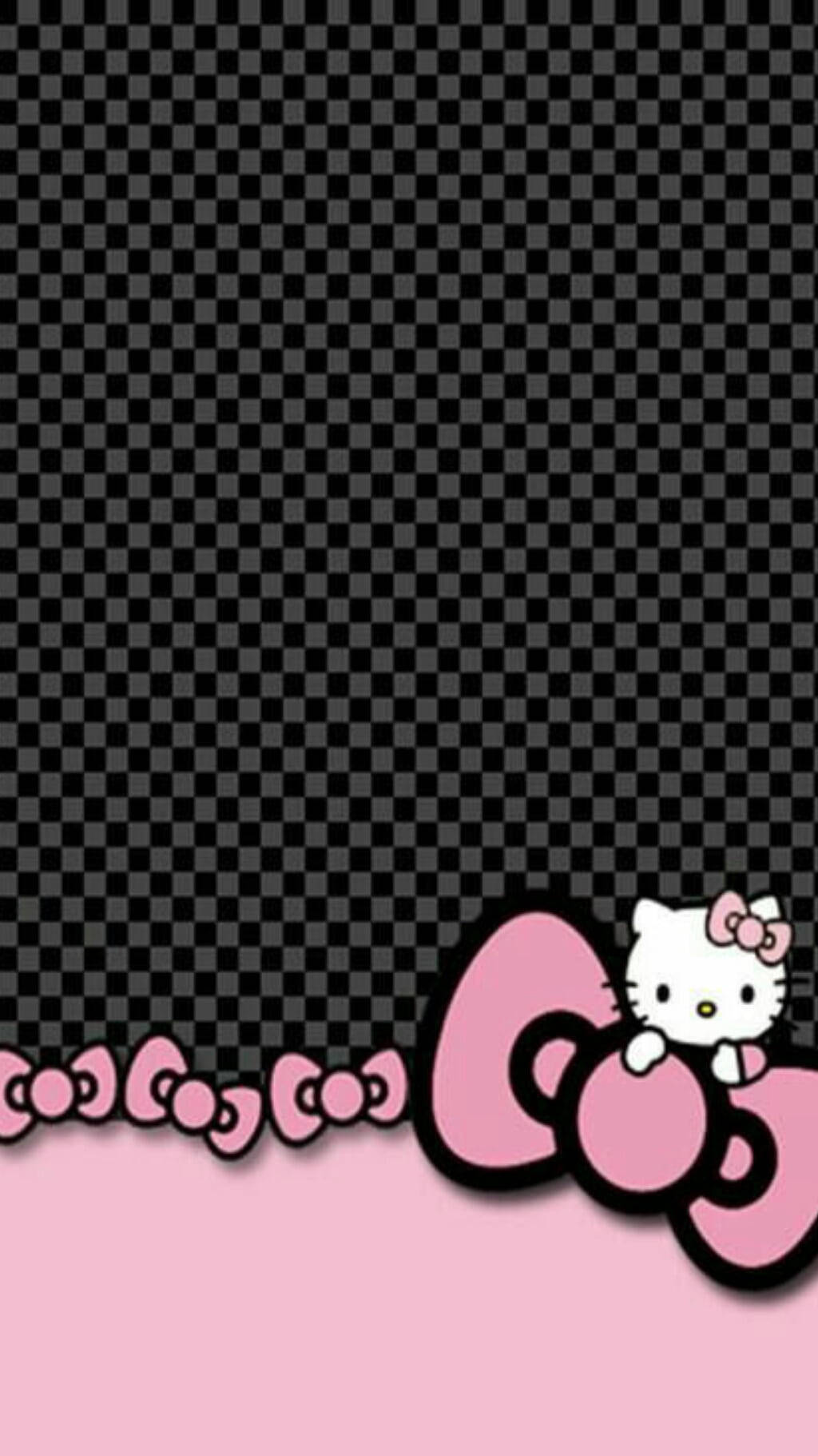 Siyah Kareli Desen Hello Kitty Duvar Kağıdı