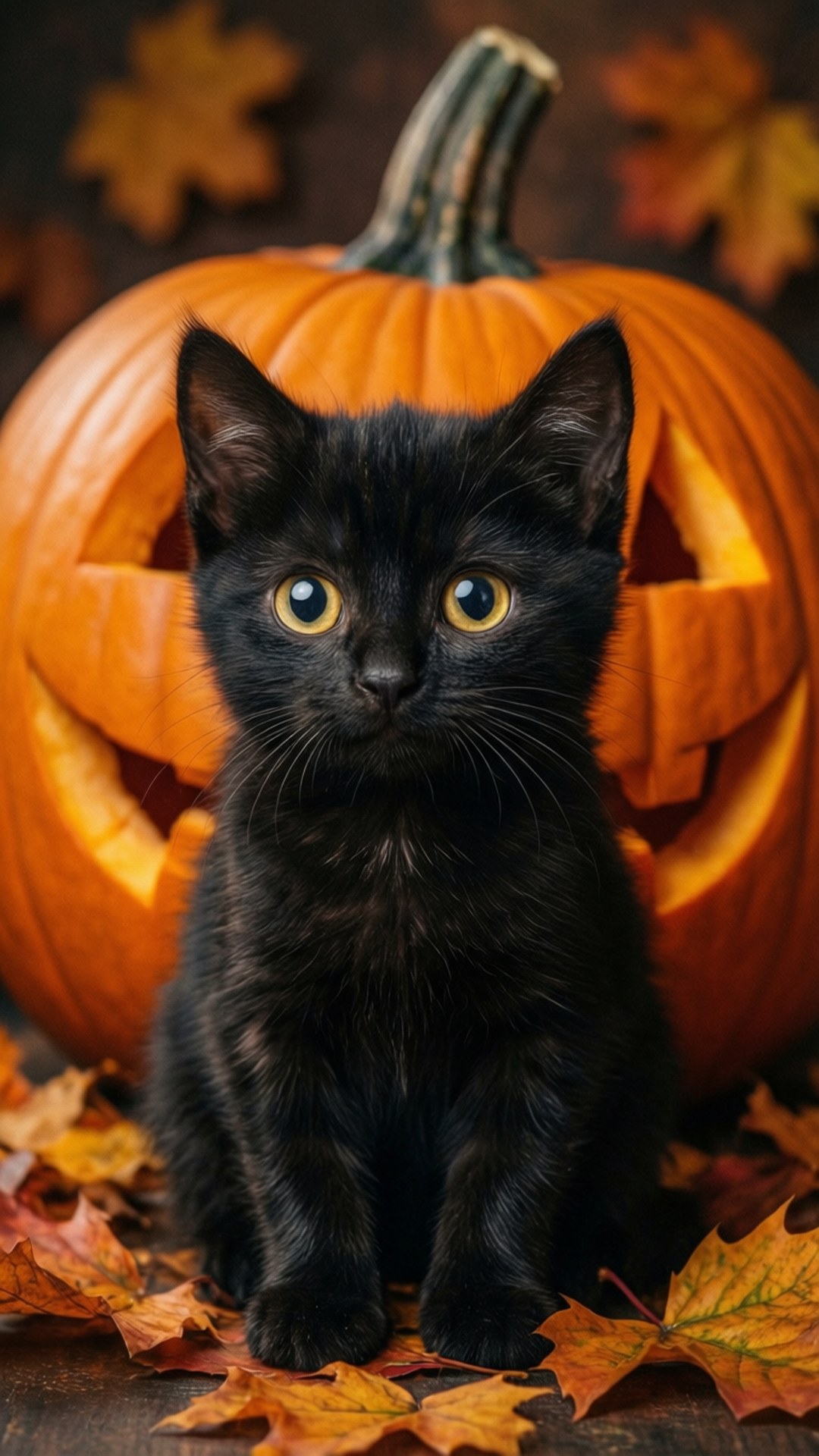 Siyah Kedi Balkabağı Duvar Kağıdı