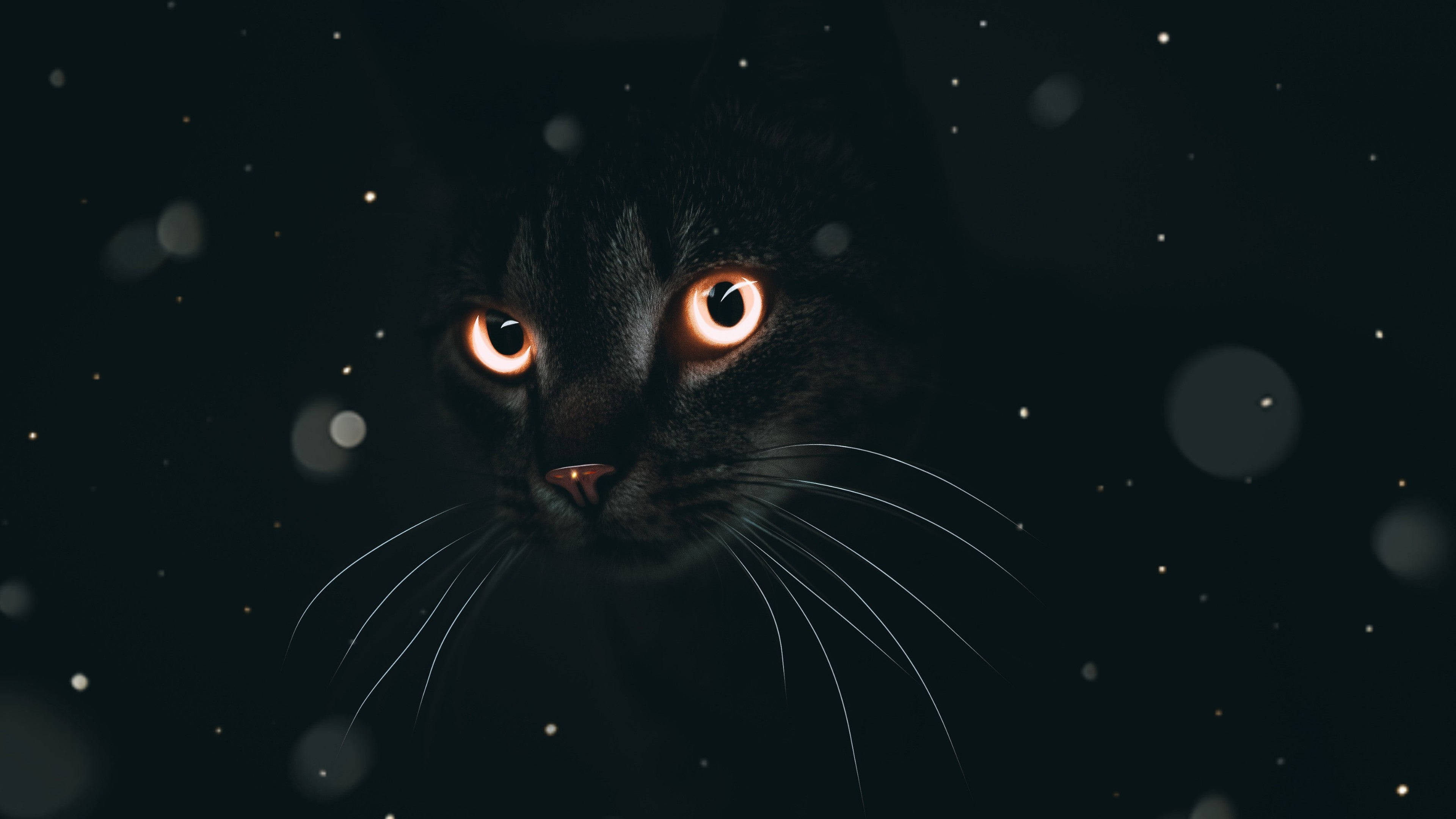 Siyah Kedi Karanlık Mod Duvar Kağıdı