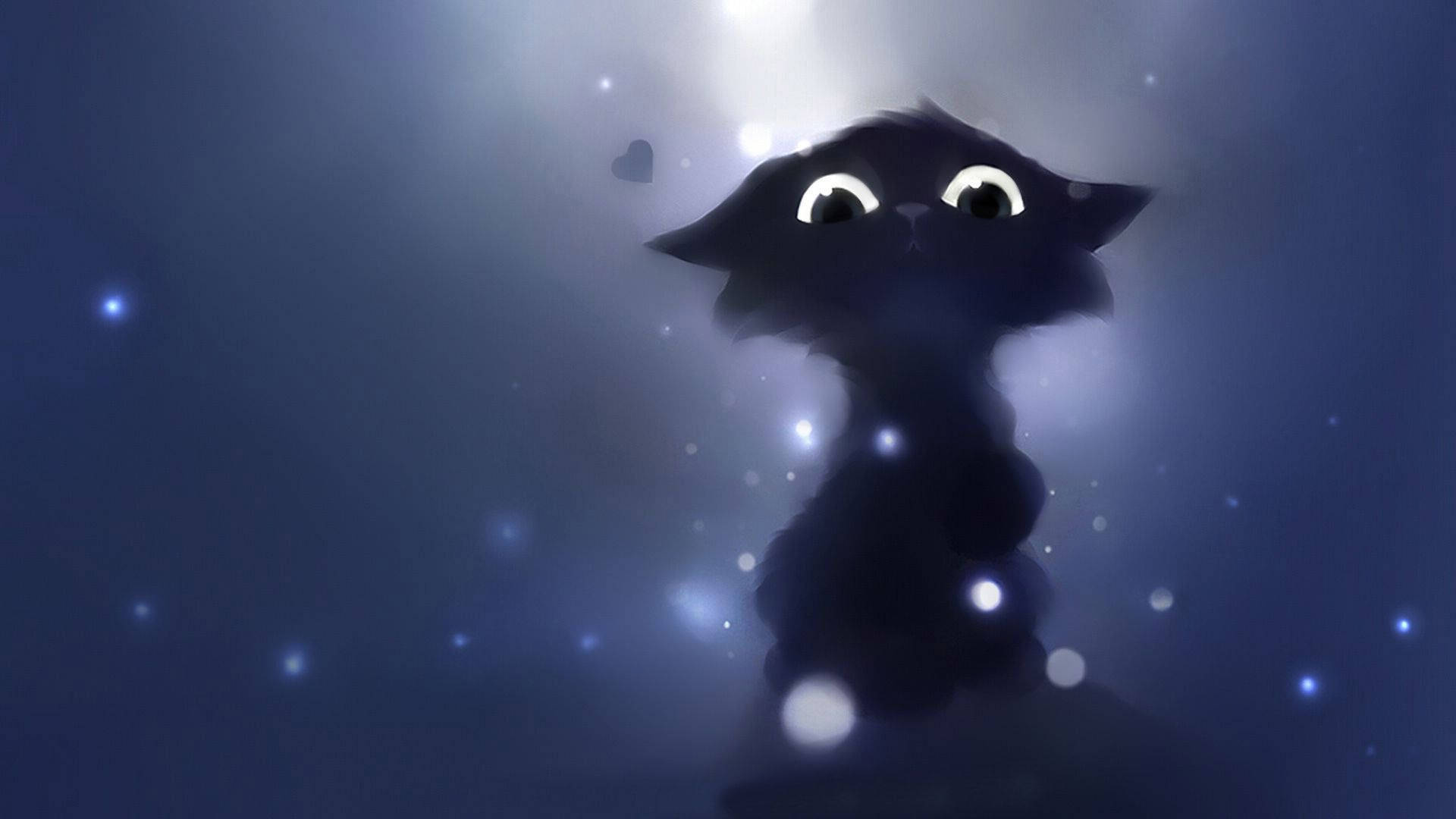 Siyah Kedi Karikatürü Duvar Kağıdı
