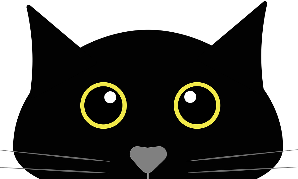 Siyah Kedi Karikatür Portresi Duvar Kağıdı