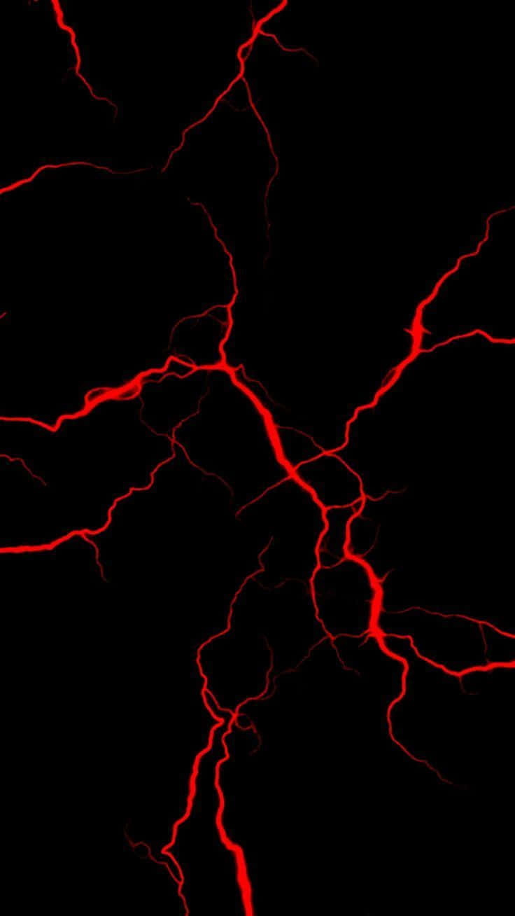 Siyah Kırmızı Neon Yıldırım Çizgileri Telefon Duvar Kağıdı
