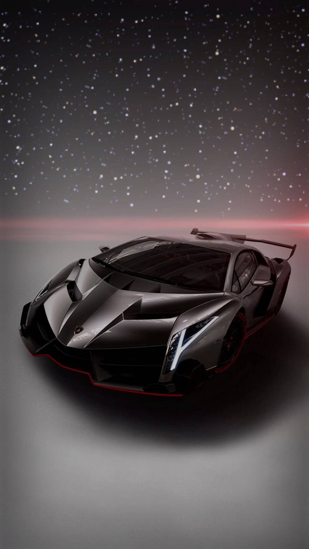 Siyah Lamborghini Araba Yıldızlı Gökyüzü Altında iPhone Duvar Kağıdı