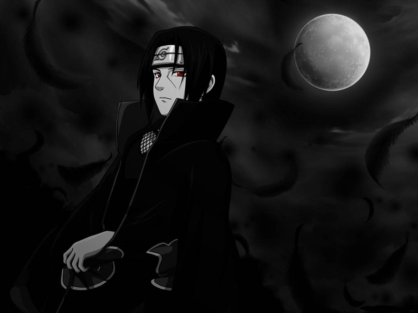 Siyah Naruto Uchiha Itachi Parlayan Sharingan Gözler Duvar Kağıdı