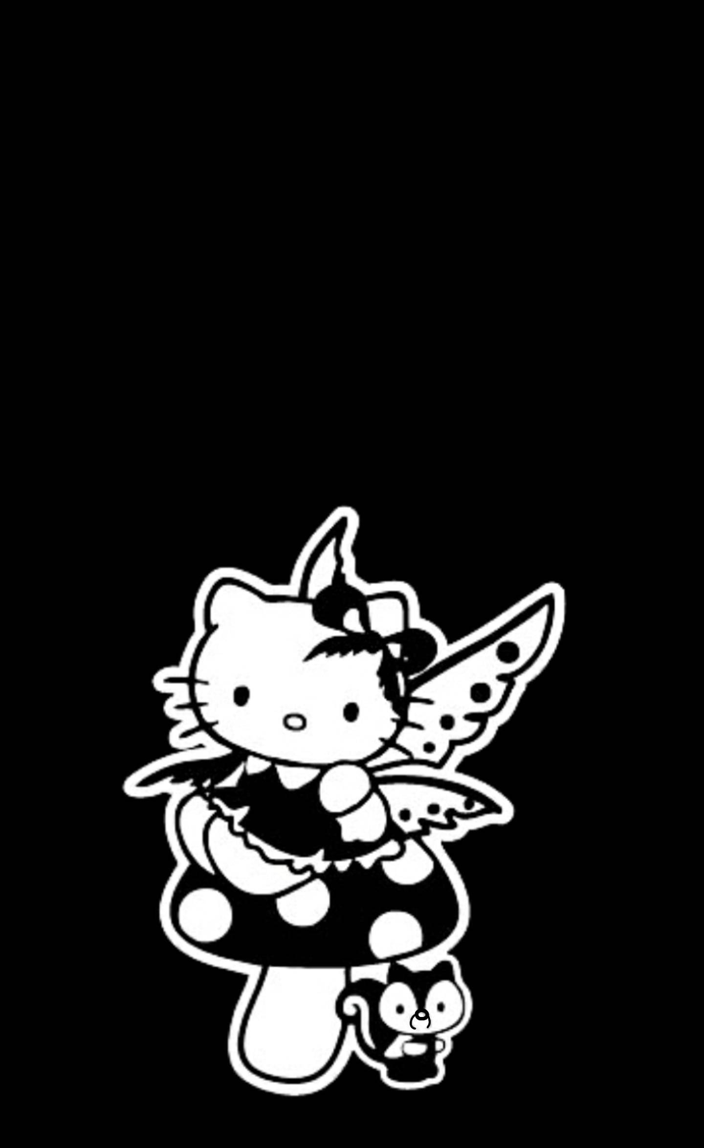 Siyah Peri Kostümlü Hello Kitty Duvar Kağıdı