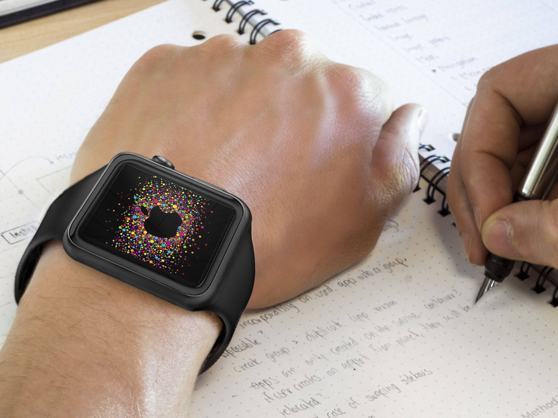 Siyah Silikon Kayışlı Apple Watch Duvar Kağıdı