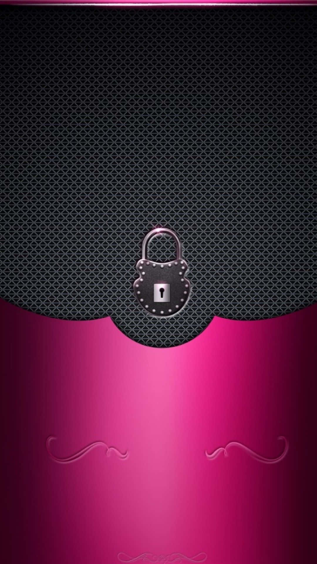 Siyah ve Pembe iPhone Kilit ve Desenler Duvar Kağıdı