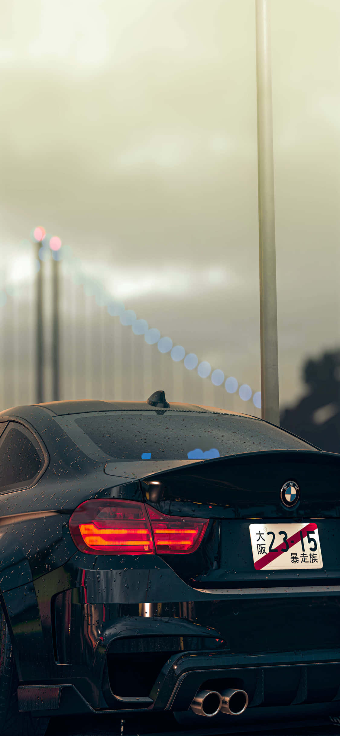 Şık BMW Coupe, klasik Apple iPhone X ile bir arada. Duvar Kağıdı