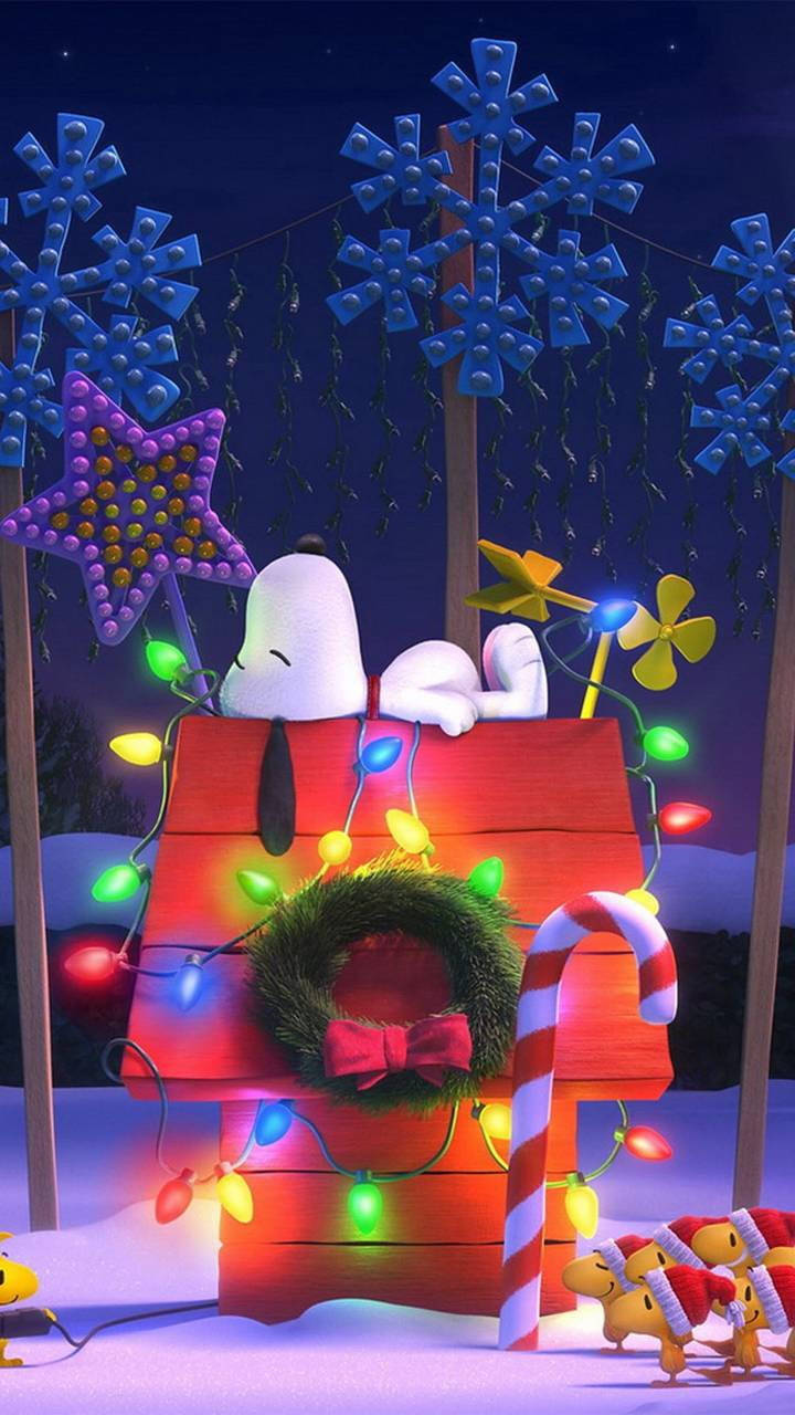 Snoopy Noel 3D Süslemeleri Duvar Kağıdı
