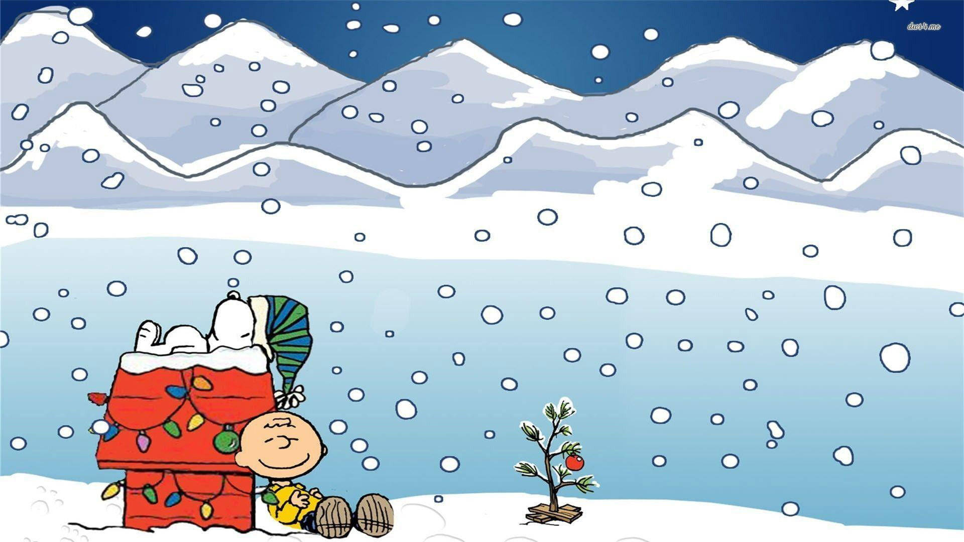 Snoopy Noel Dış Mekan Kar Duvar Kağıdı