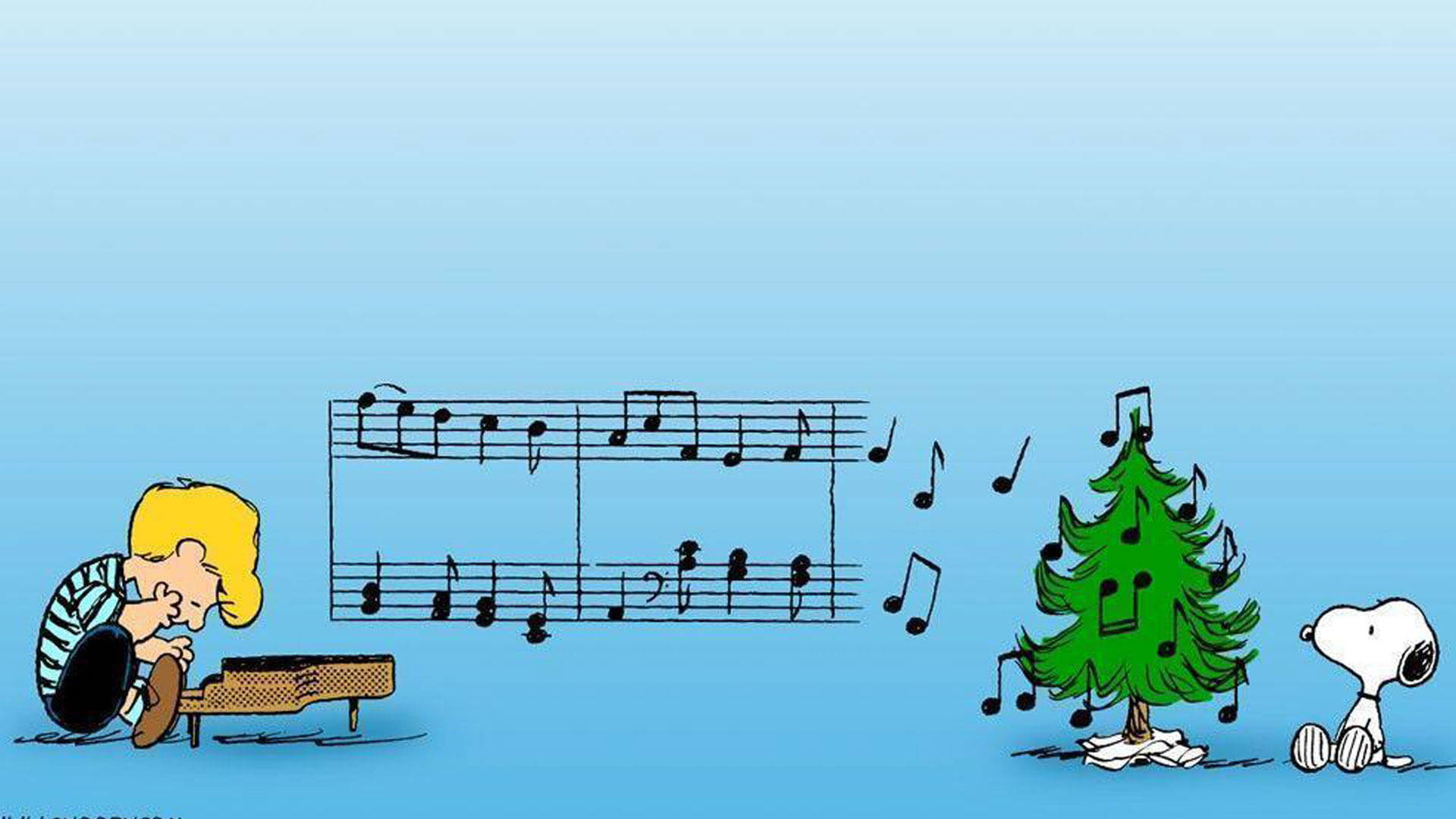Snoopy Noel Müzik Notaları Duvar Kağıdı