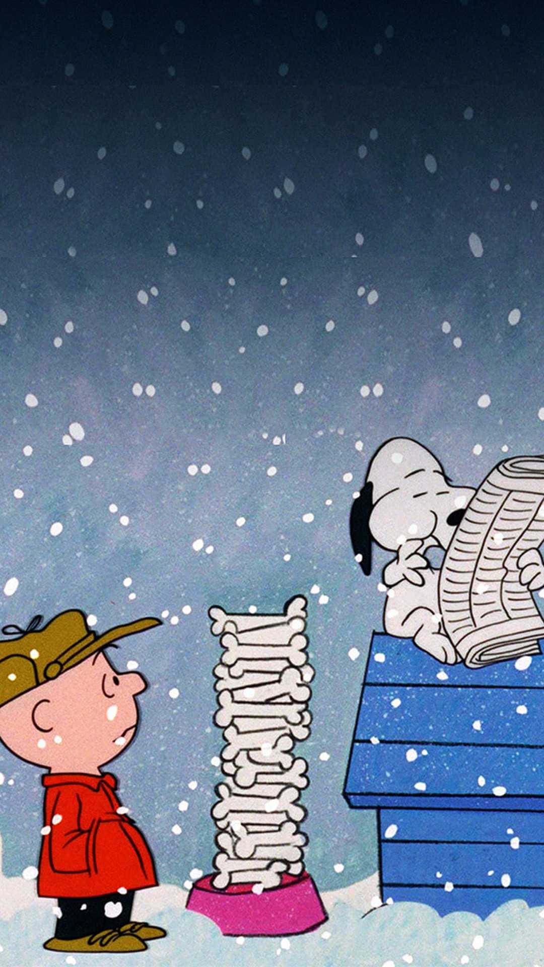 Snoopy ve Charlie Brown Peanuts Noeli Duvar Kağıdı