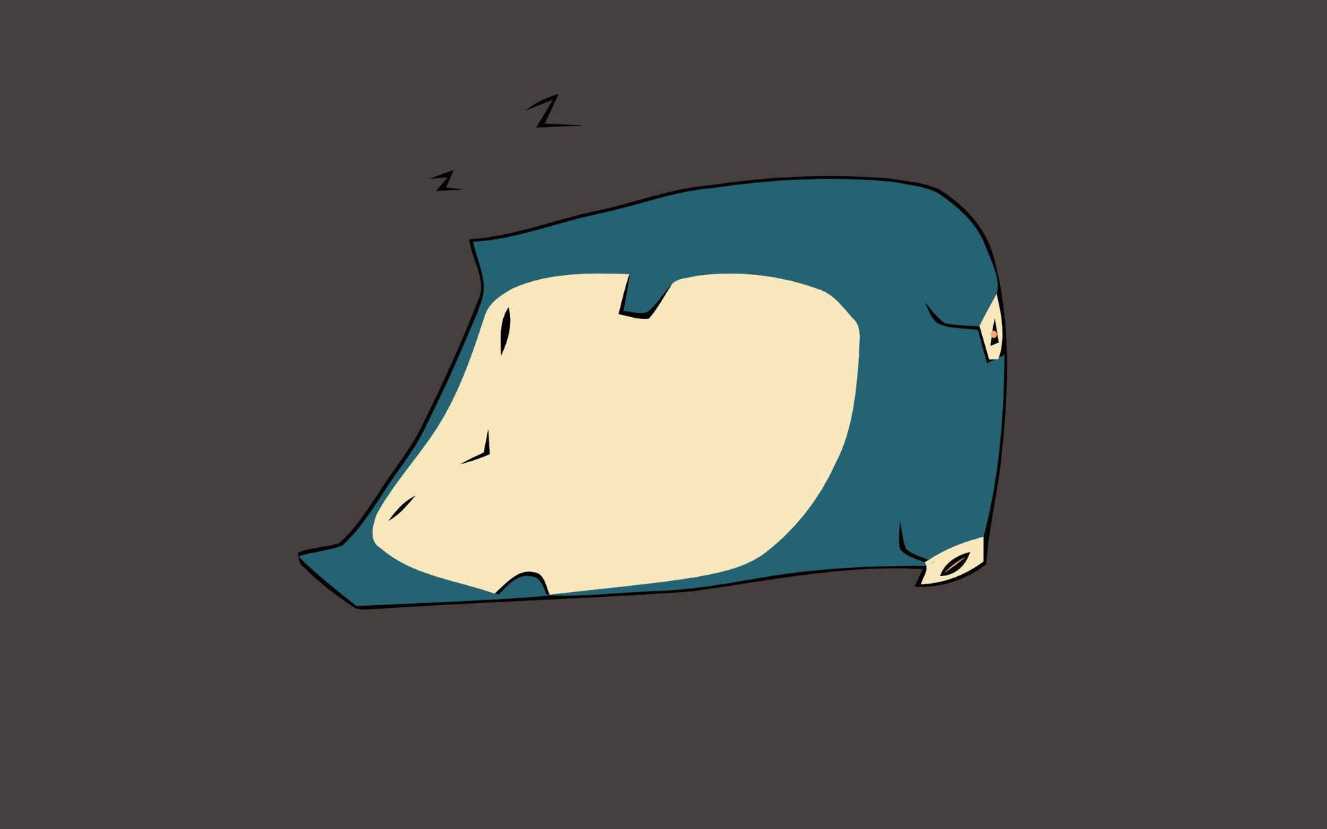 Minimalist arka planda uyuyan mavi Snorlax.