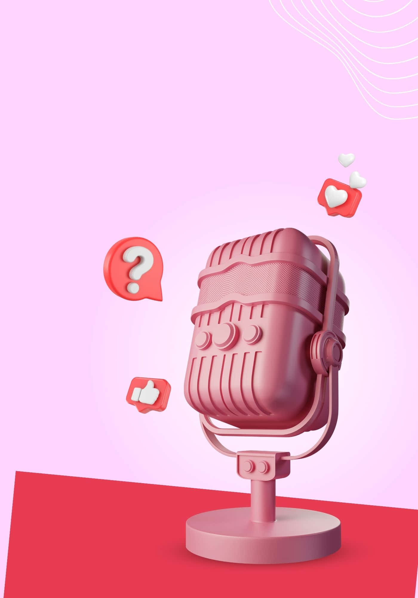 Soğuk 3D Pembe Mikrofon Arka Planı Duvar Kağıdı