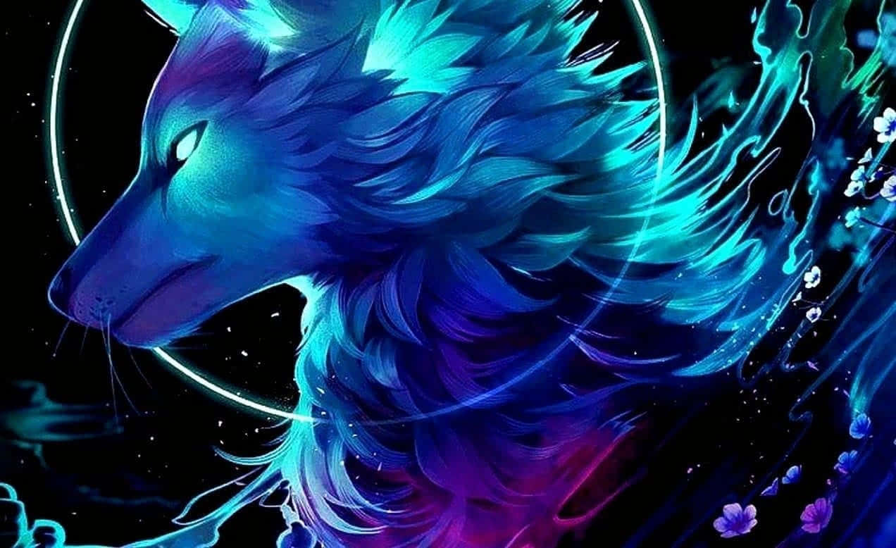 Soğuk Mavi Kurt Grafik Sanatı Duvar Kağıdı