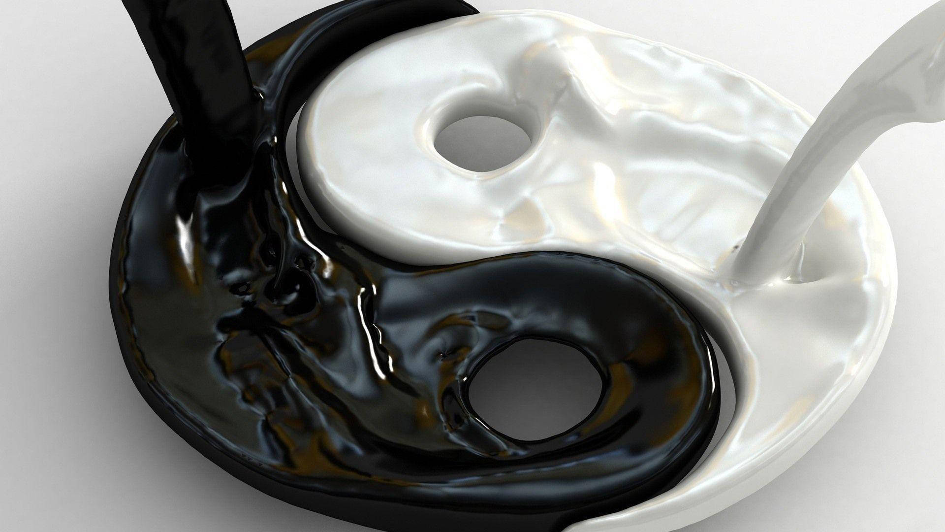 Soğuk Siyah Beyaz Yin Yang Duvar Kağıdı