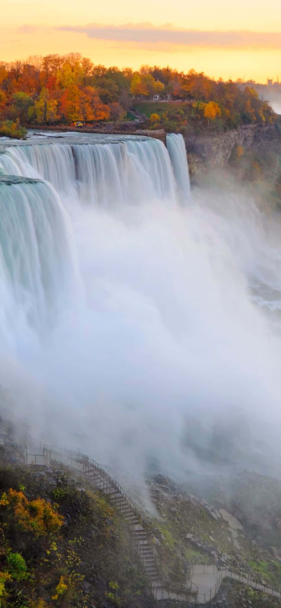 Sonbahar iPhone X Niagara Şelalesi Arkaplan Duvar Kağıdı